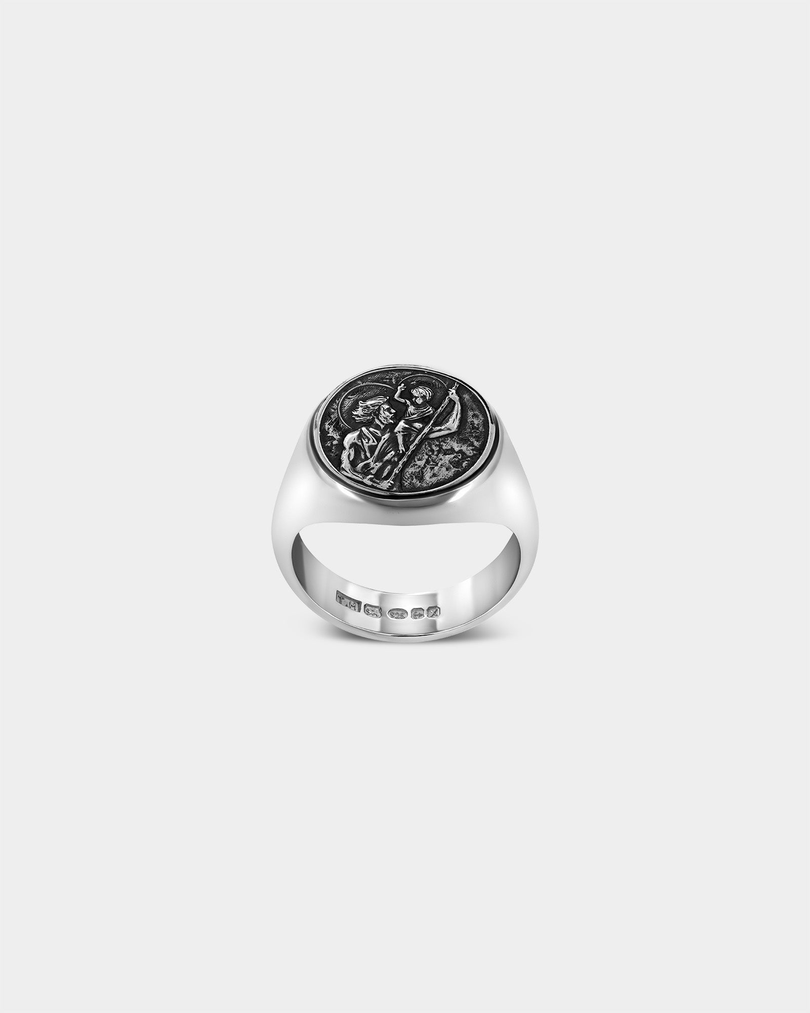 Sterling Silver Ring Mens St Christopher Ring Christopher Ring