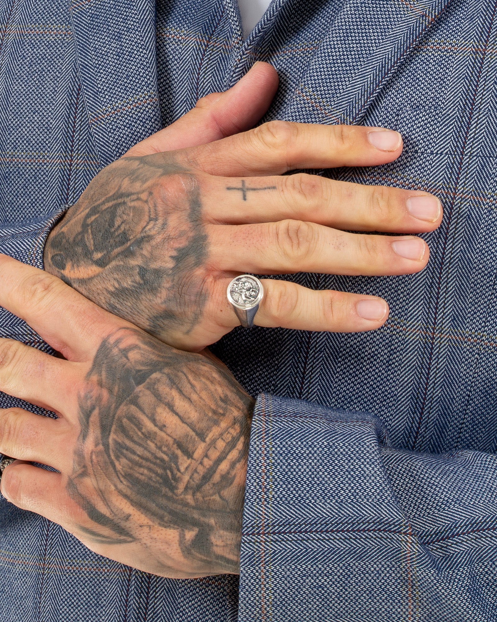 Large Saint Christopher Signet Ring in Sterling Silver by Wilson Grant