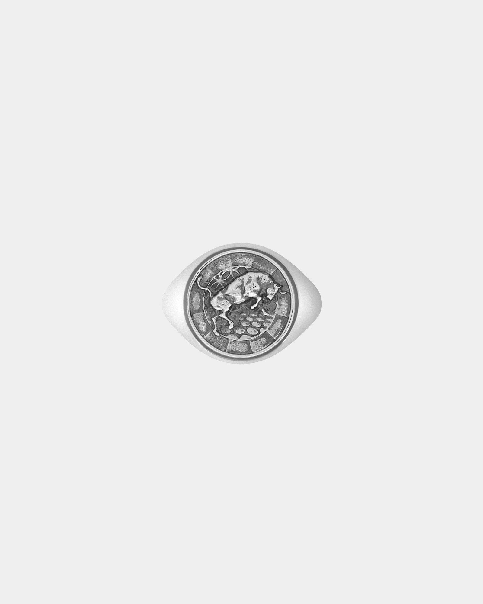 The Bull Large Signet Ring in Sterling Silver by Wilson Grant