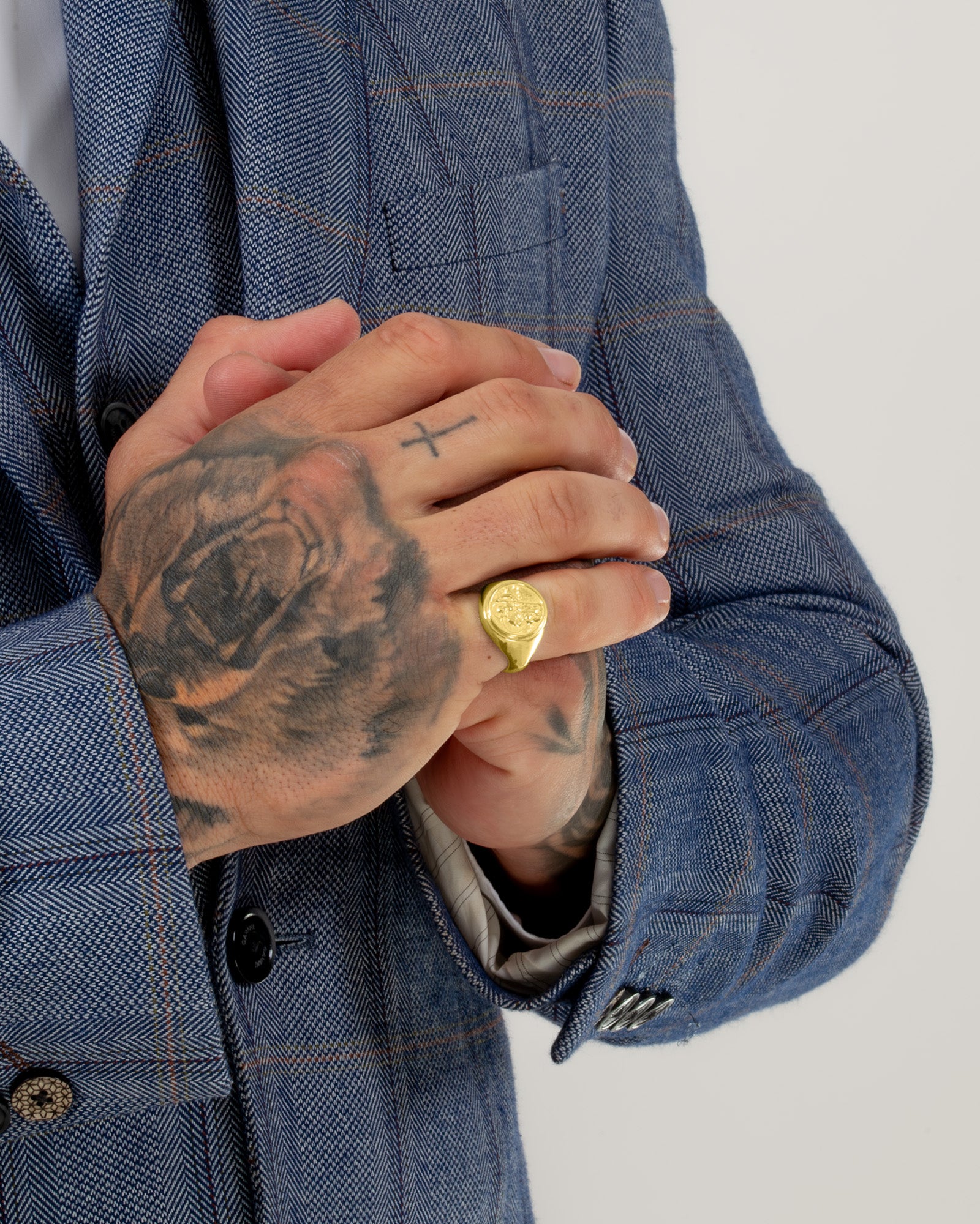 Large Saint Christopher Signet Ring in 9k Yellow Gold by Wilson Grant