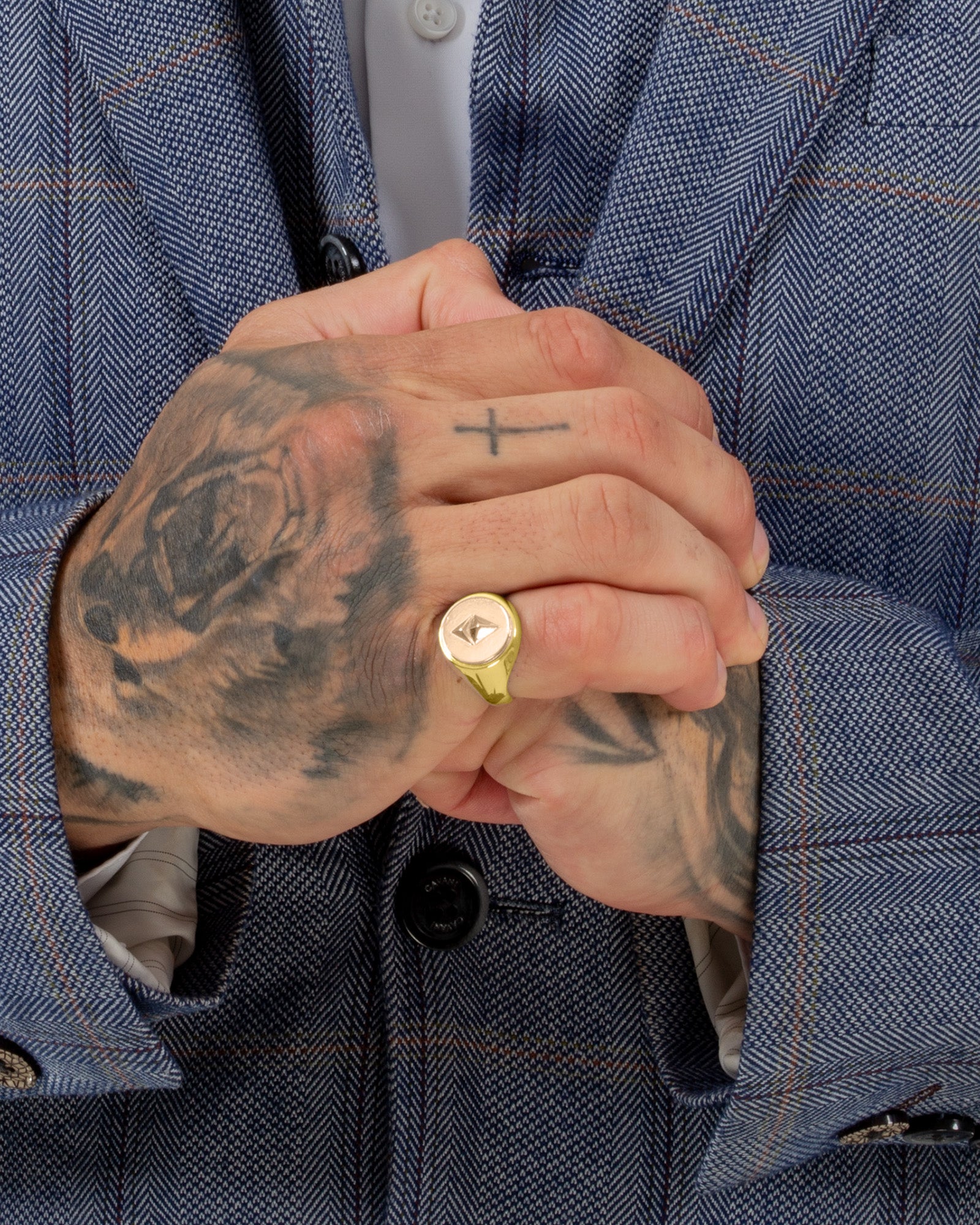 Large Ethereum Crypto Ring in 9k Yellow Gold / 9k Rose Gold by Wilson Grant
