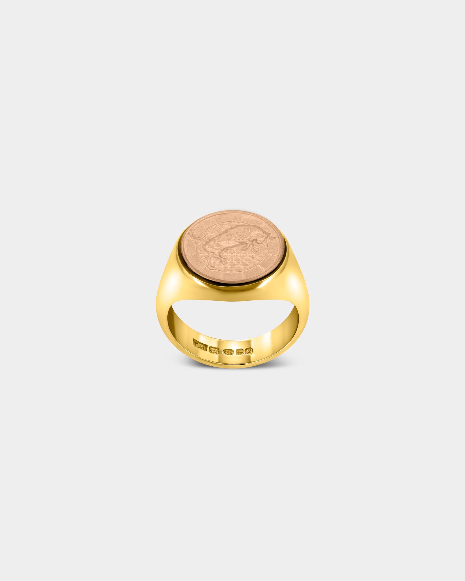 The Bull Large Signet Ring in 9k Yellow Gold / 9k Rose Gold by Wilson Grant