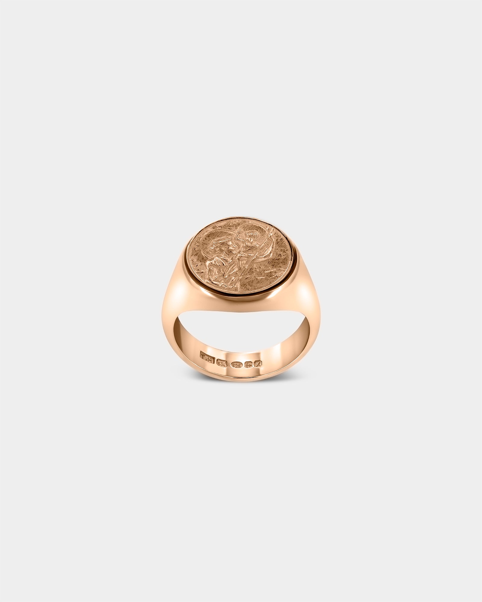Large Saint Christopher Signet Ring in 9k Rose Gold by Wilson Grant