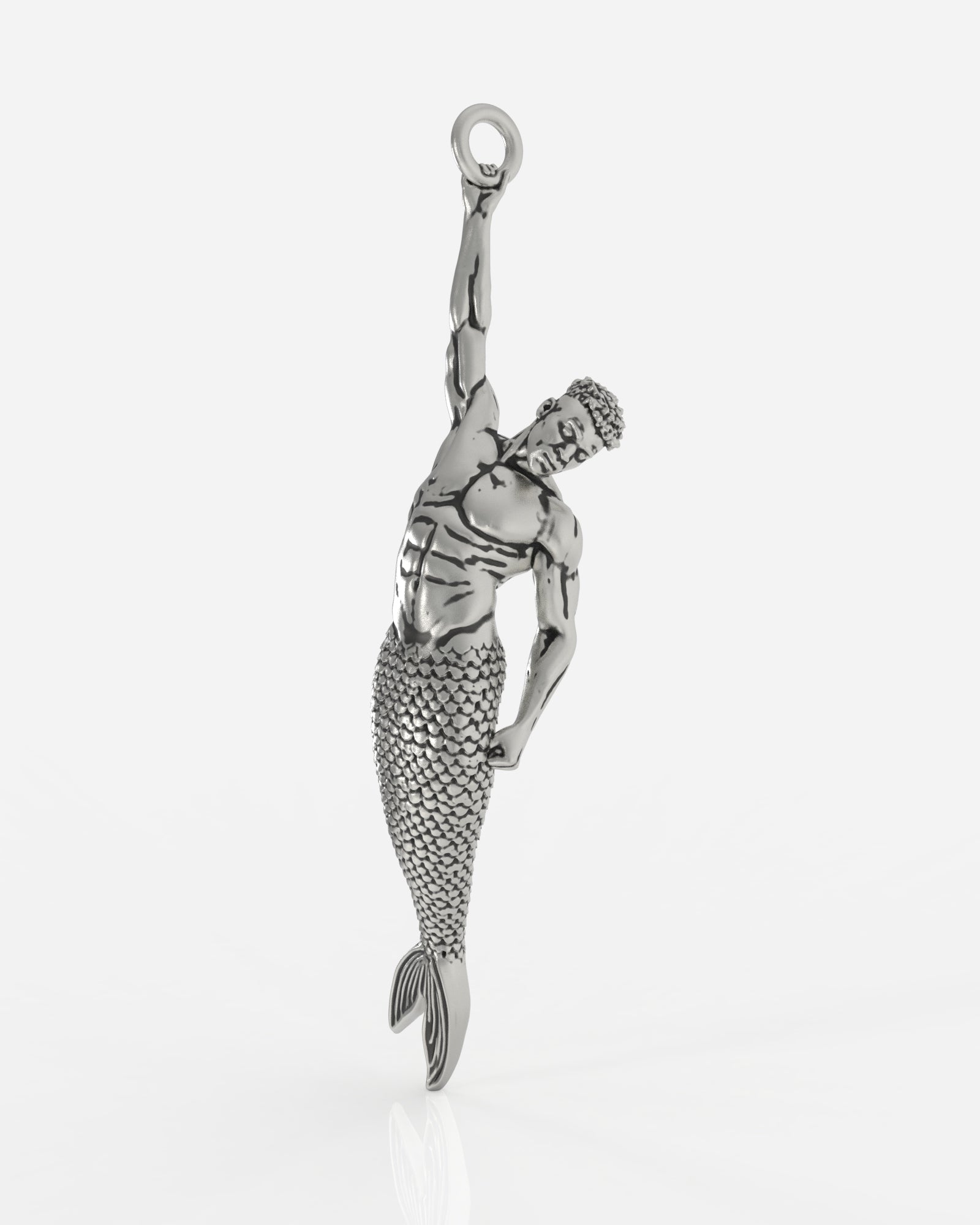 Hanging Merman Pendant in Sterling Silver by Wilson Grant