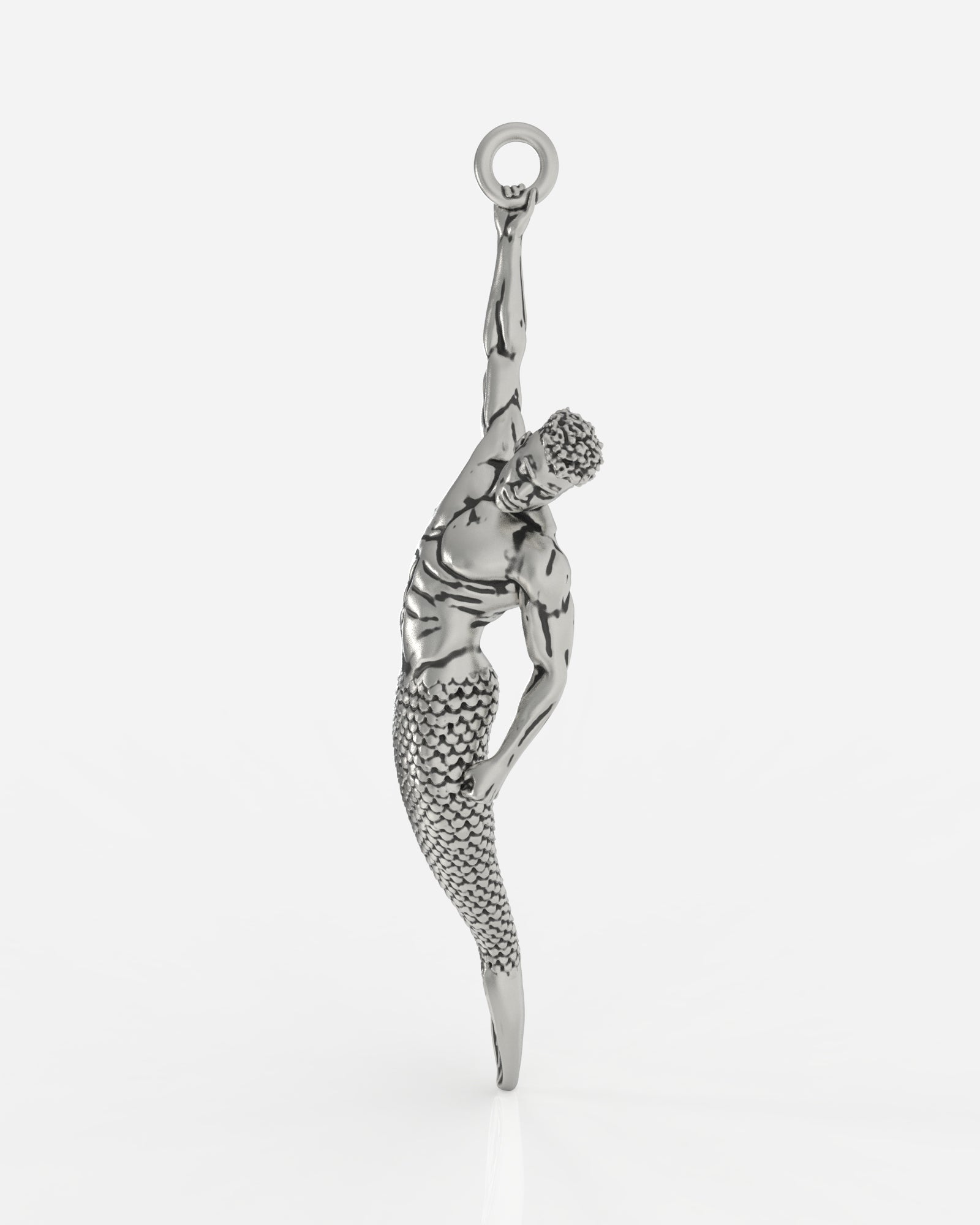 Hanging Merman Pendant in Sterling Silver by Wilson Grant