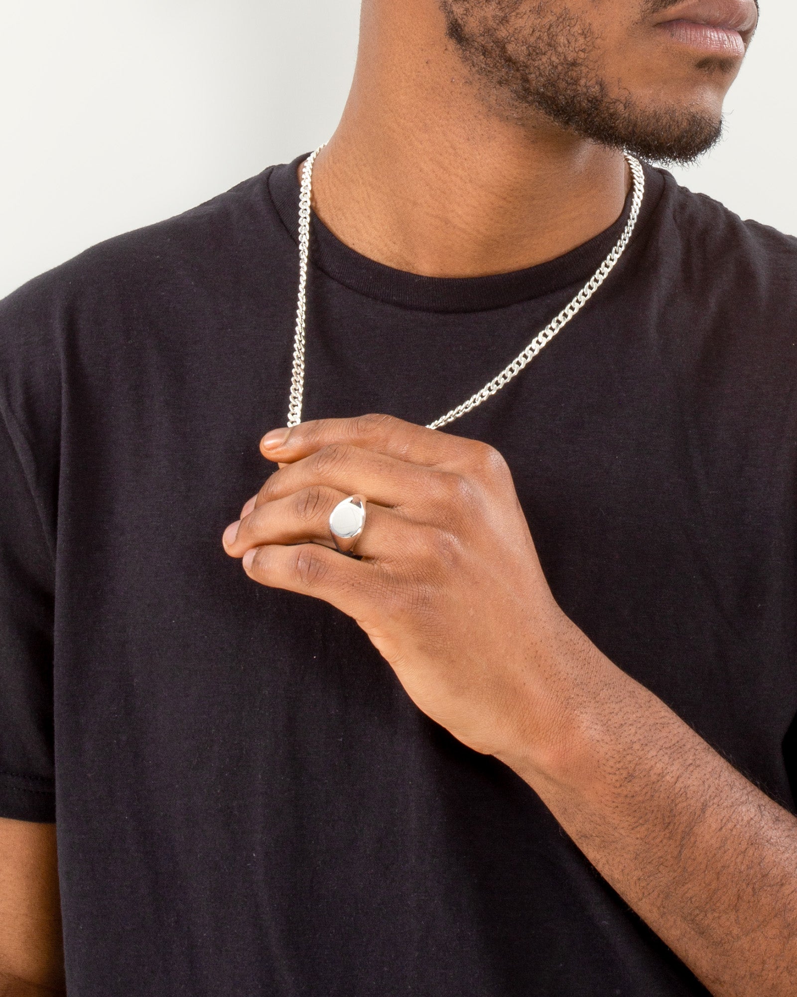 Minimal Circle Signet Ring in Sterling Silver by Wilson Grant