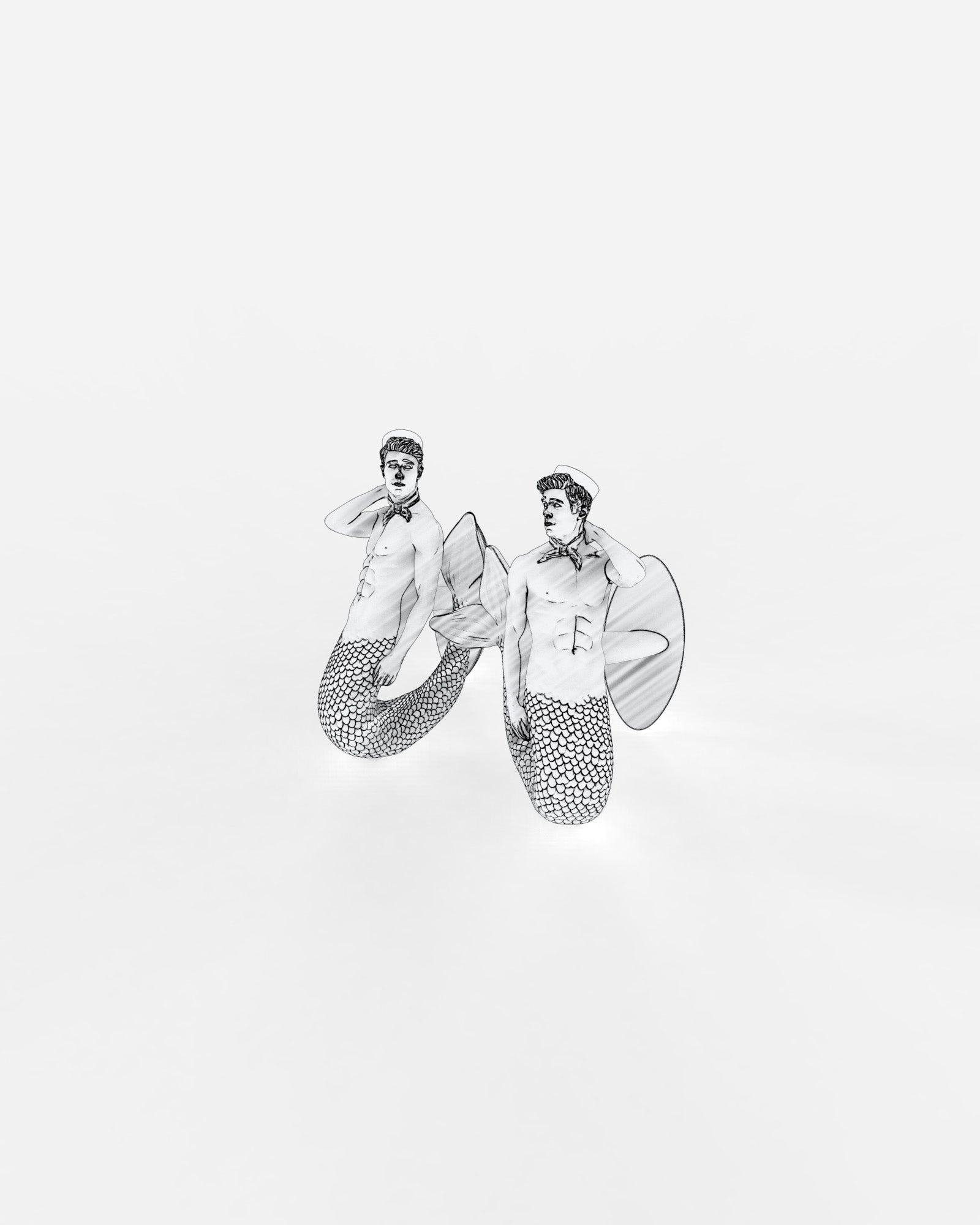 Sailor Merman Cufflinks in Sterling Silver by Wilson Grant