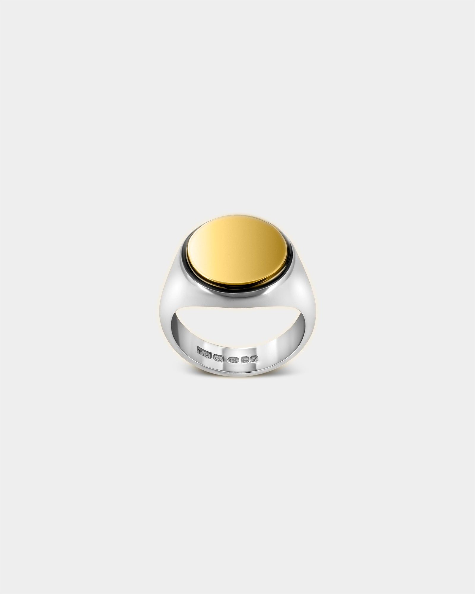 Large Round Signet Ring | Silver & 9k Yellow Gold - Wilson Grant
