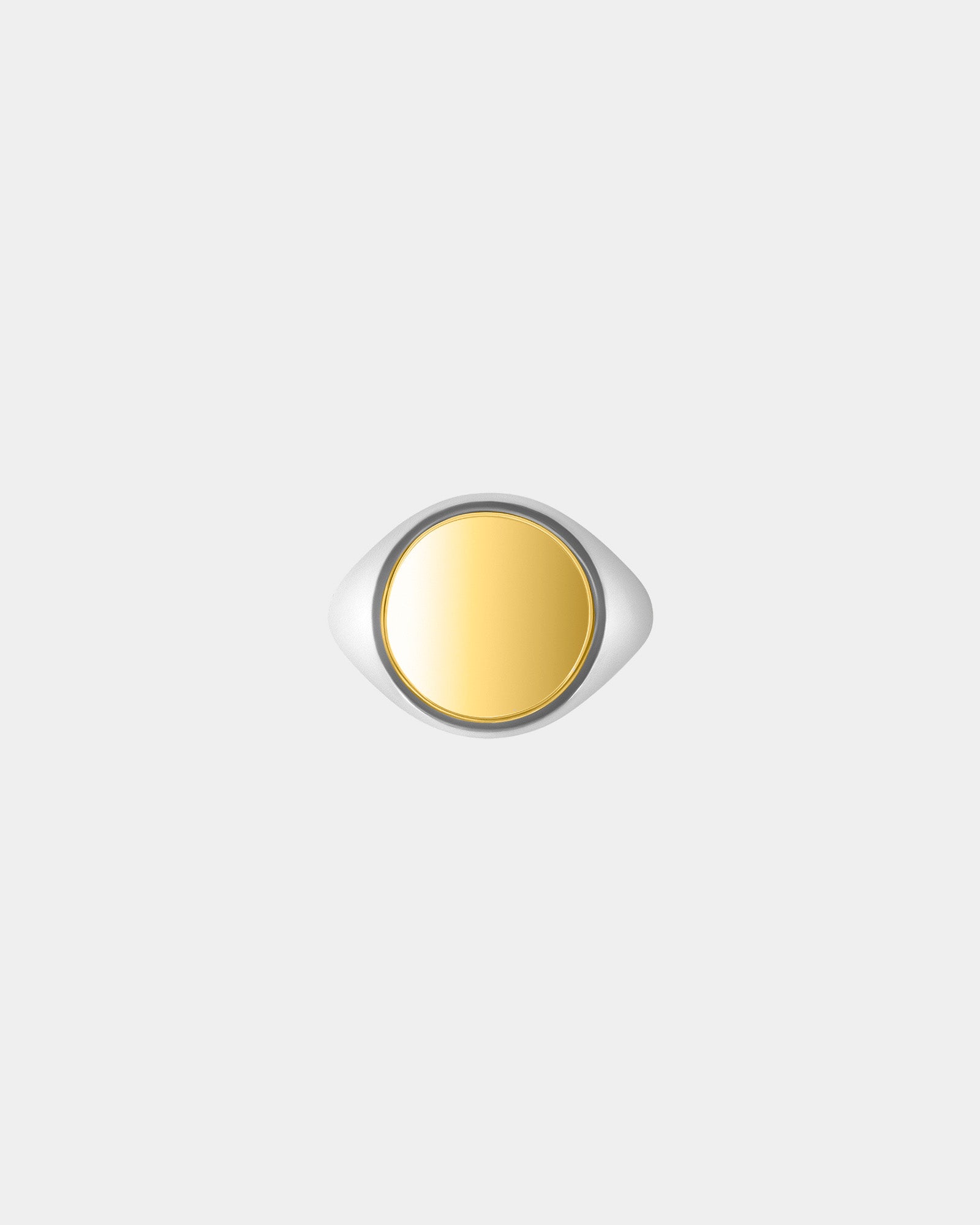 Large Round Signet Ring in Sterling Silver / 9k Yellow Gold by Wilson Grant