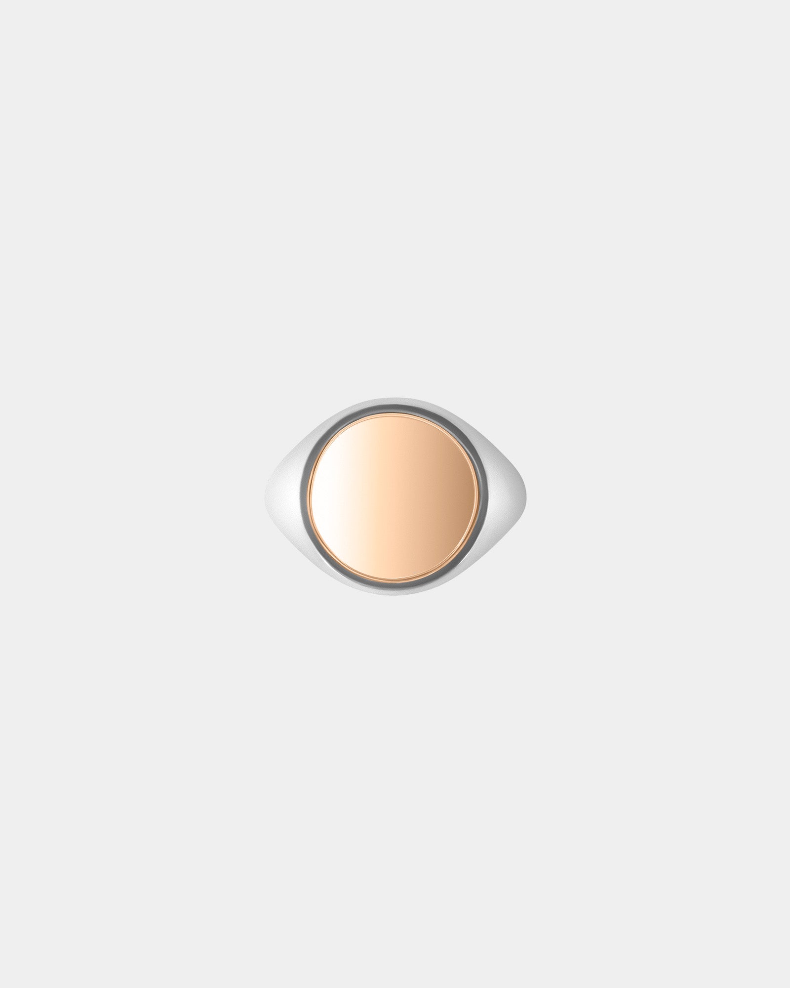 Large Round Signet Ring in Sterling Silver / 9k Rose Gold by Wilson Grant