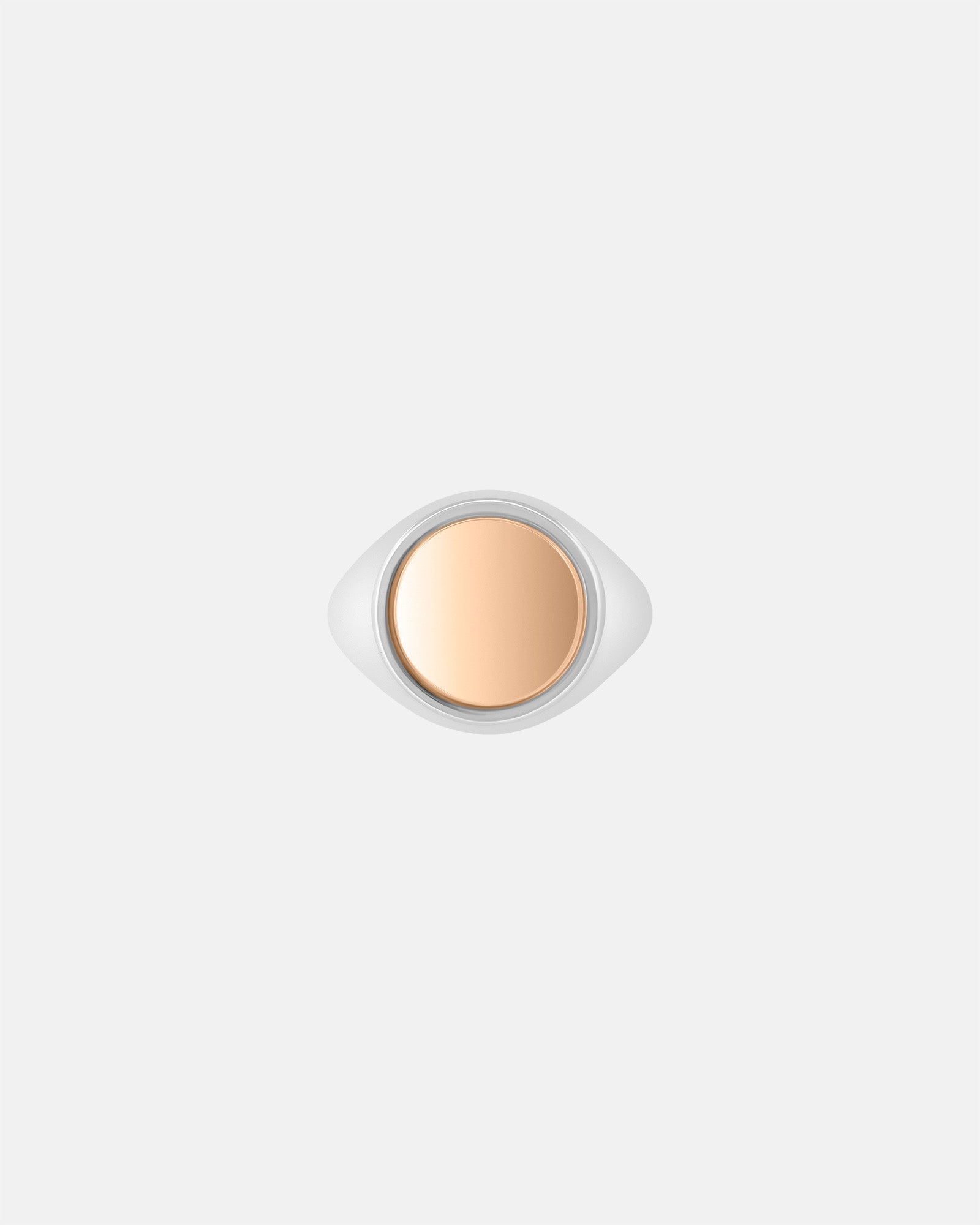 Small Round Signet Ring in Sterling Silver / 9k Rose Gold by Wilson Grant