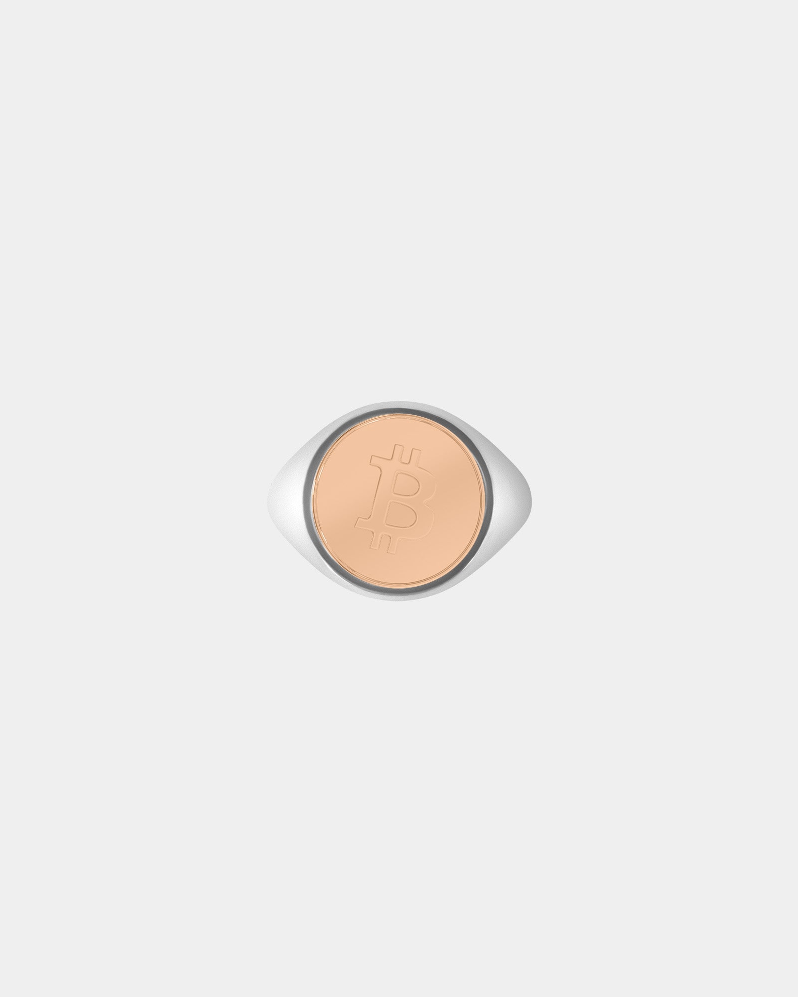 Large Bitcoin Crypto Ring in Sterling Silver / 9k Rose Gold by Wilson Grant