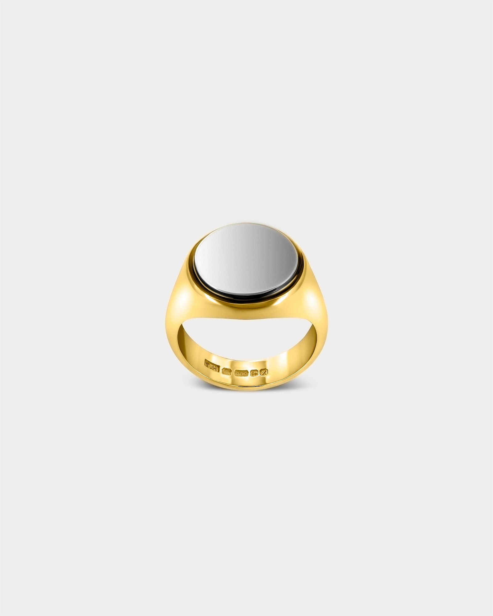 Large Round Signet Ring in 9k Yellow Gold / Sterling Silver by Wilson Grant