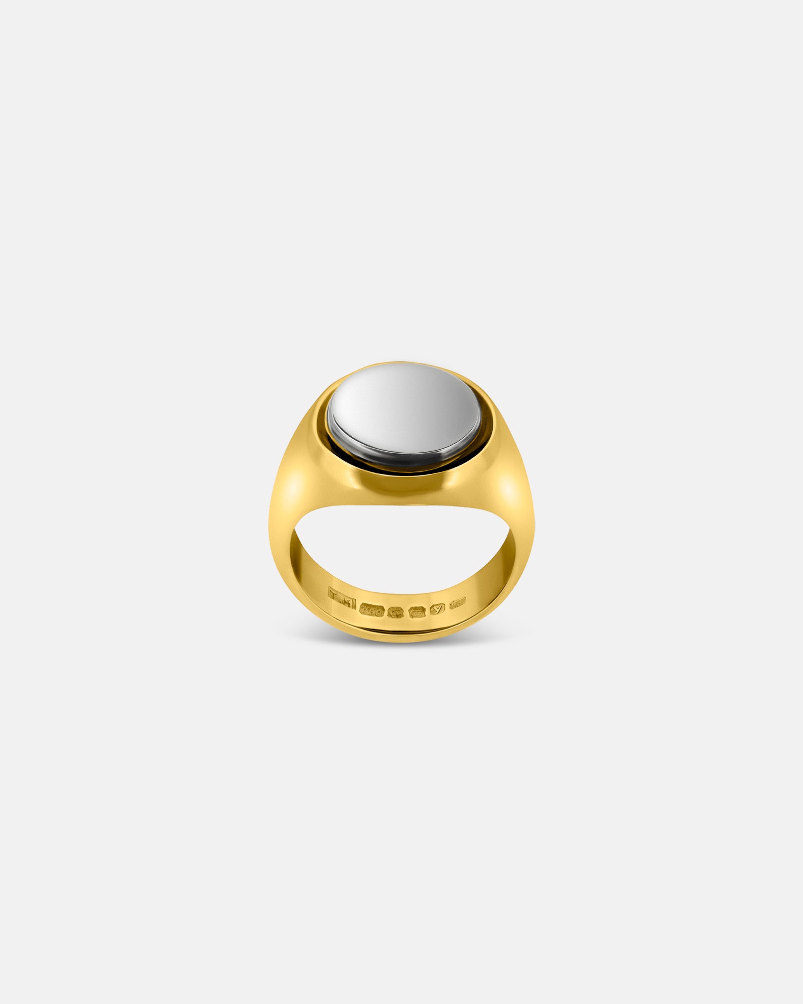 Small Round Signet Ring in 9k Yellow Gold / Sterling Silver by Wilson Grant