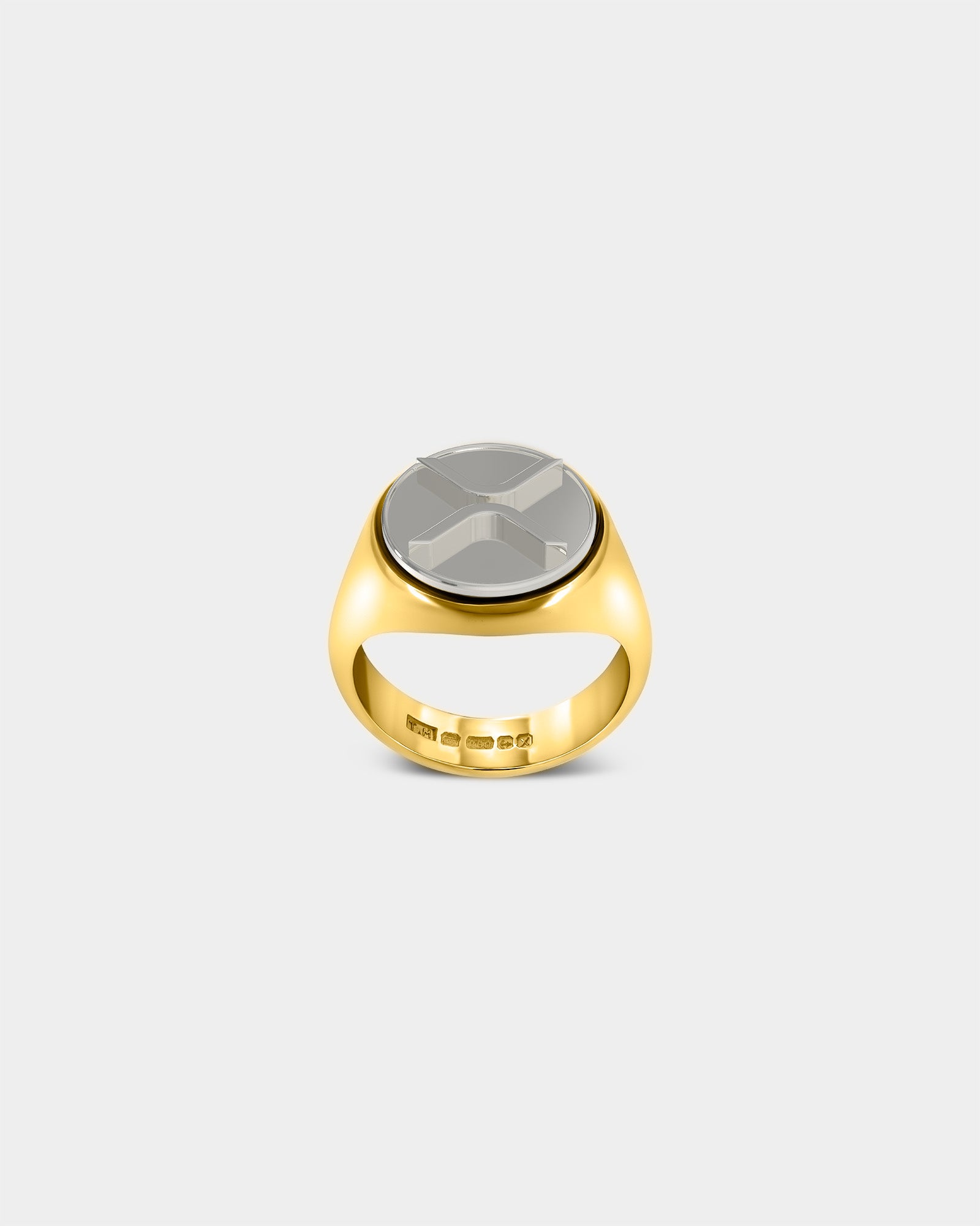 Large Ripple XRP Crypto Ring in 9k Yellow Gold / Sterling Silver by Wilson Grant