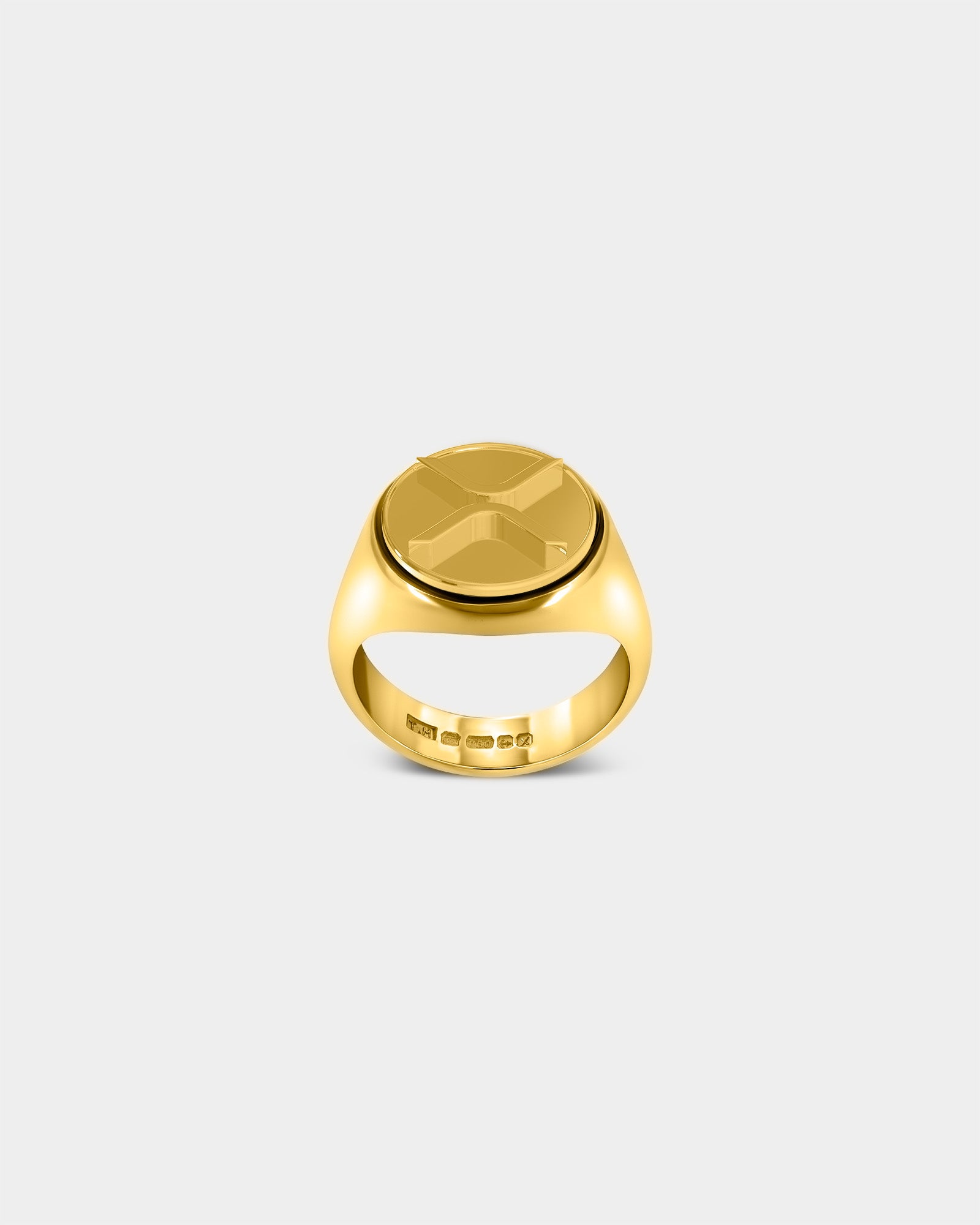Large Ripple XRP Crypto Ring in 9k Yellow Gold by Wilson Grant