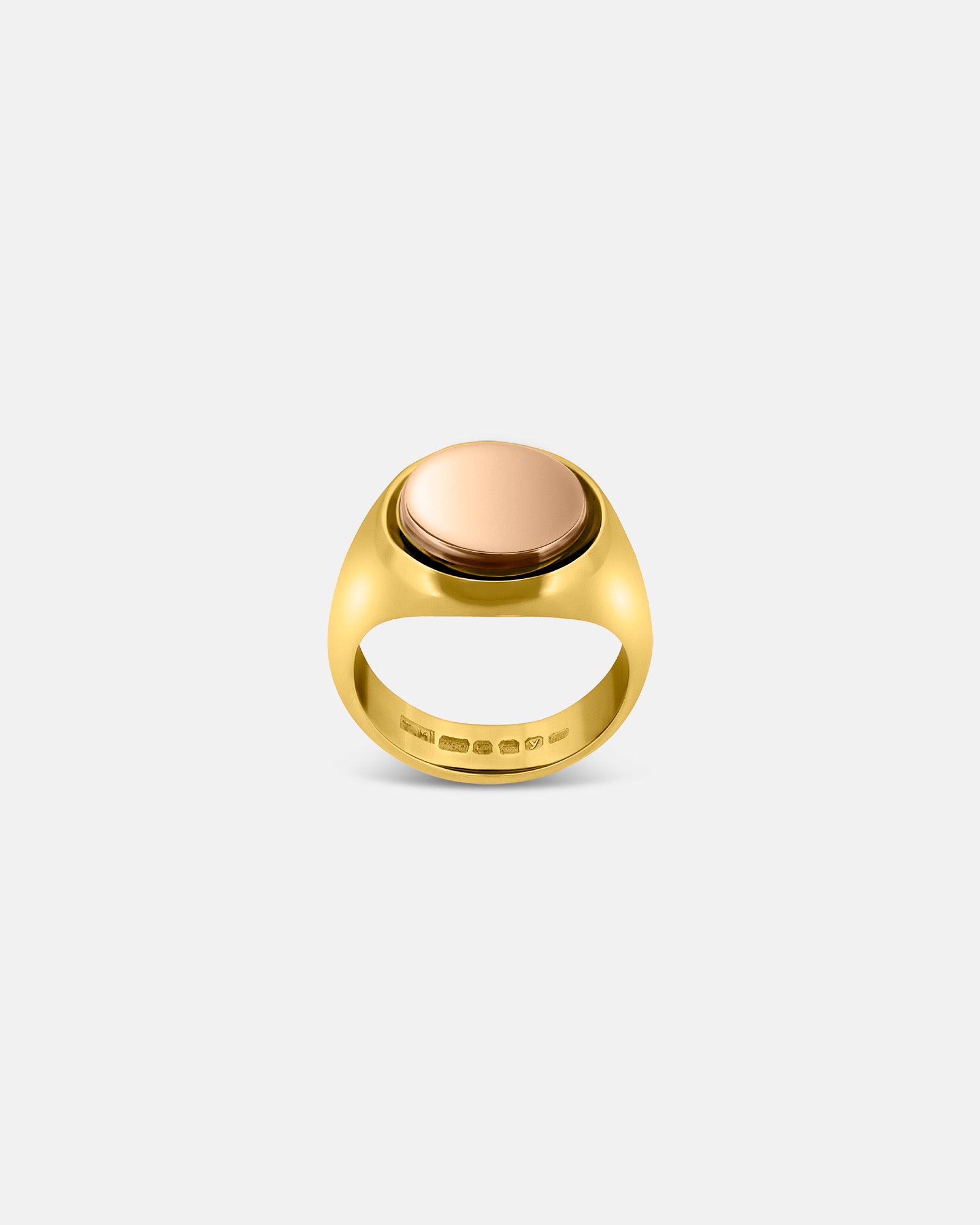 Small Round Signet Ring in 9k Yellow Gold / 9k Rose Gold by Wilson Grant