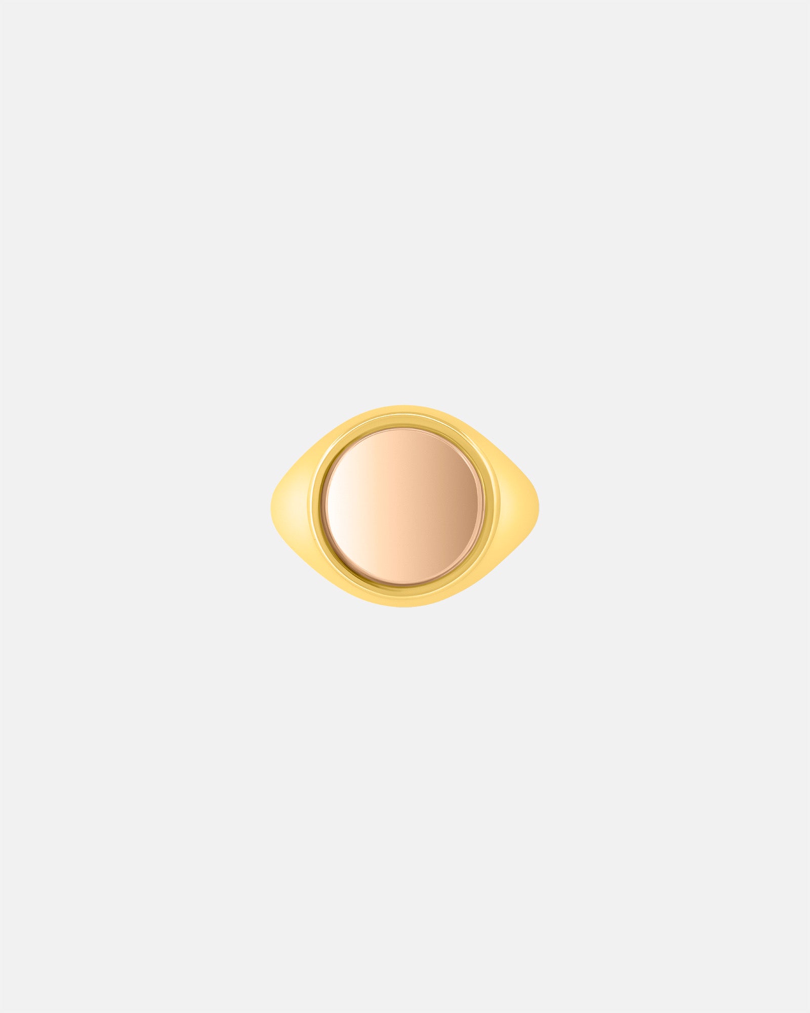 Small Round Signet Ring in 9k Yellow Gold / 9k Rose Gold by Wilson Grant
