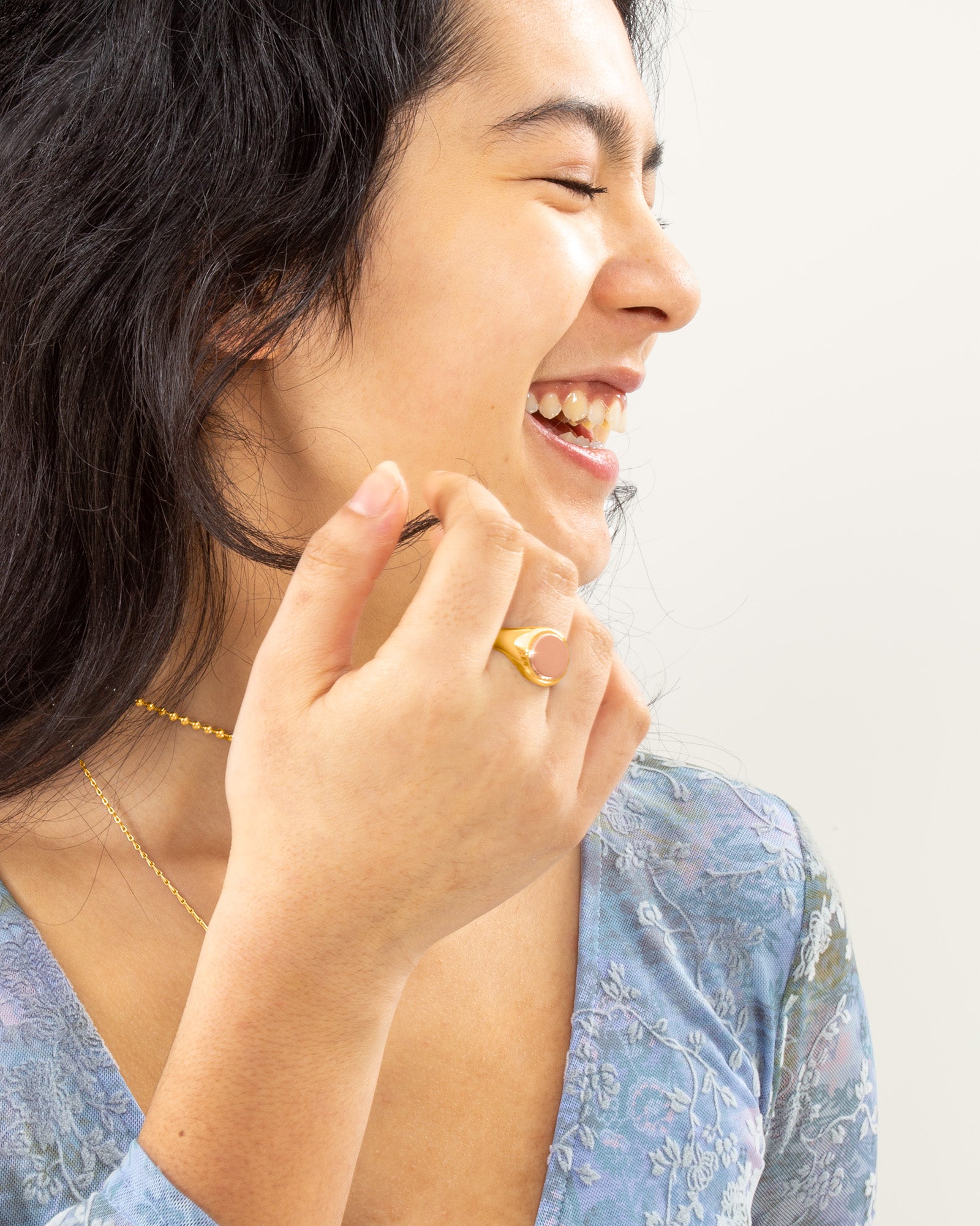 Small Round Signet Ring in 9k Yellow Gold / 9k Rose Gold by Wilson Grant
