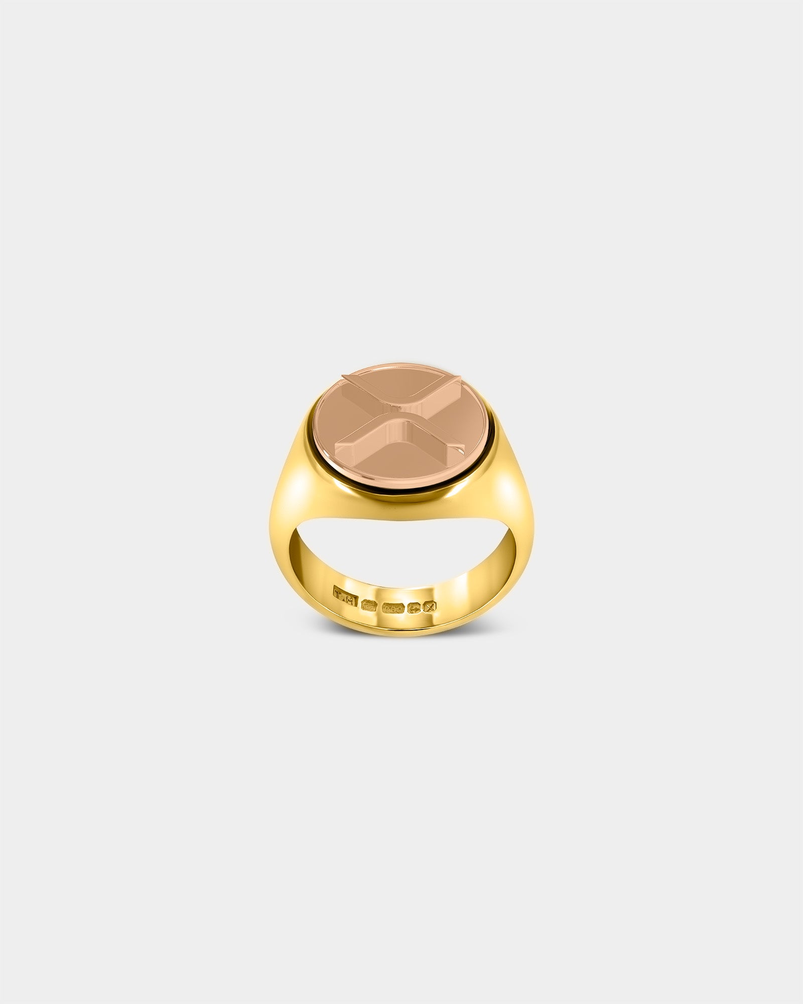 Large Ripple XRP Crypto Ring in 9k Yellow Gold / 9k Rose Gold by Wilson Grant