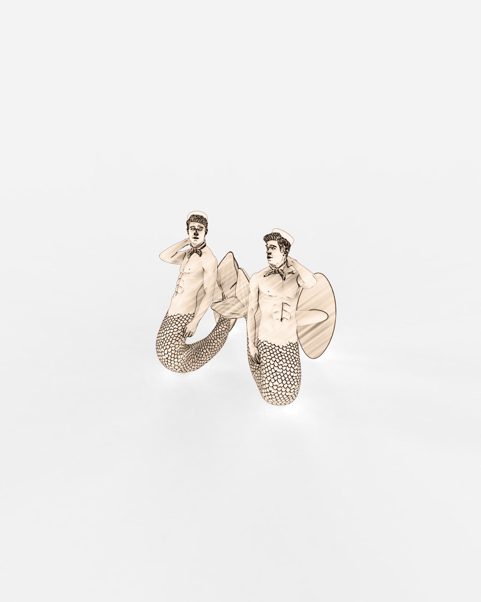 Sailor Merman Cufflinks in 9k Rose Gold by Wilson Grant