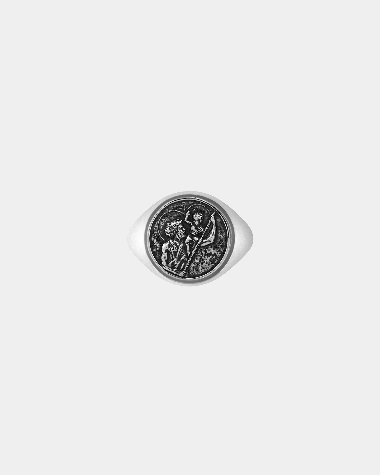 Large Saint Christopher Signet Ring in Sterling Silver by Wilson Grant