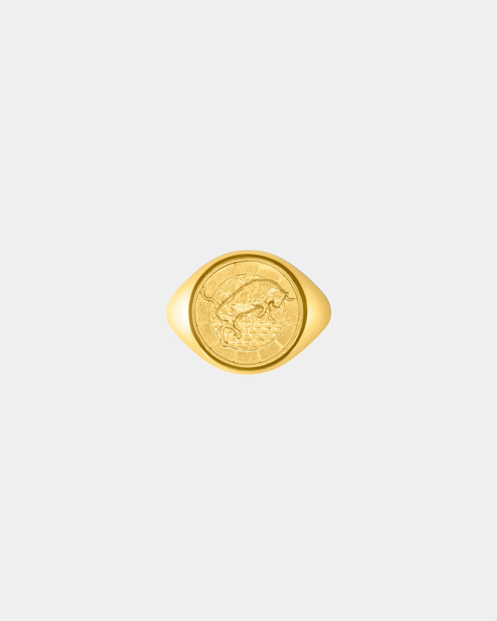 The Bull Large Signet Ring in 9k Yellow Gold by Wilson Grant