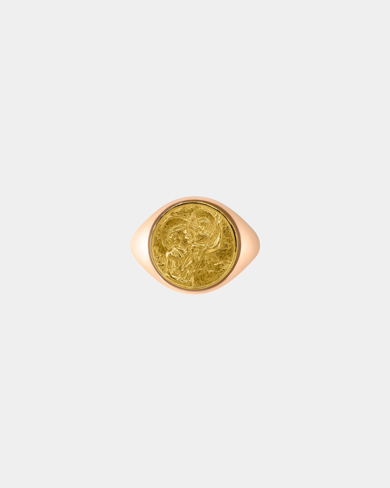 Large Saint Christopher Signet Ring in 9k Rose Gold / 9k Yellow Gold by Wilson Grant