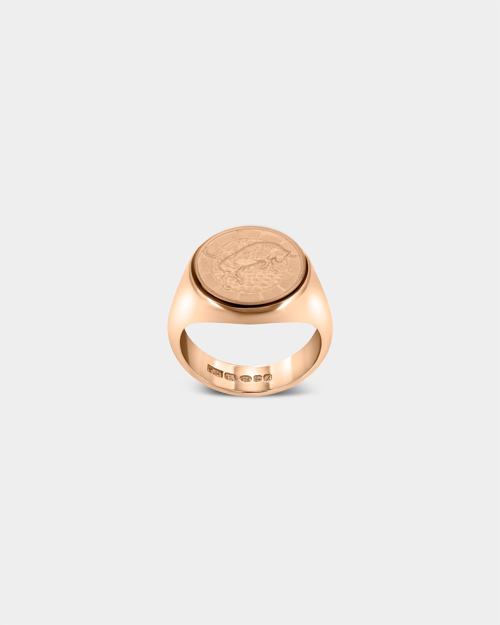 The Bull Large Signet Ring in 9k Rose Gold by Wilson Grant