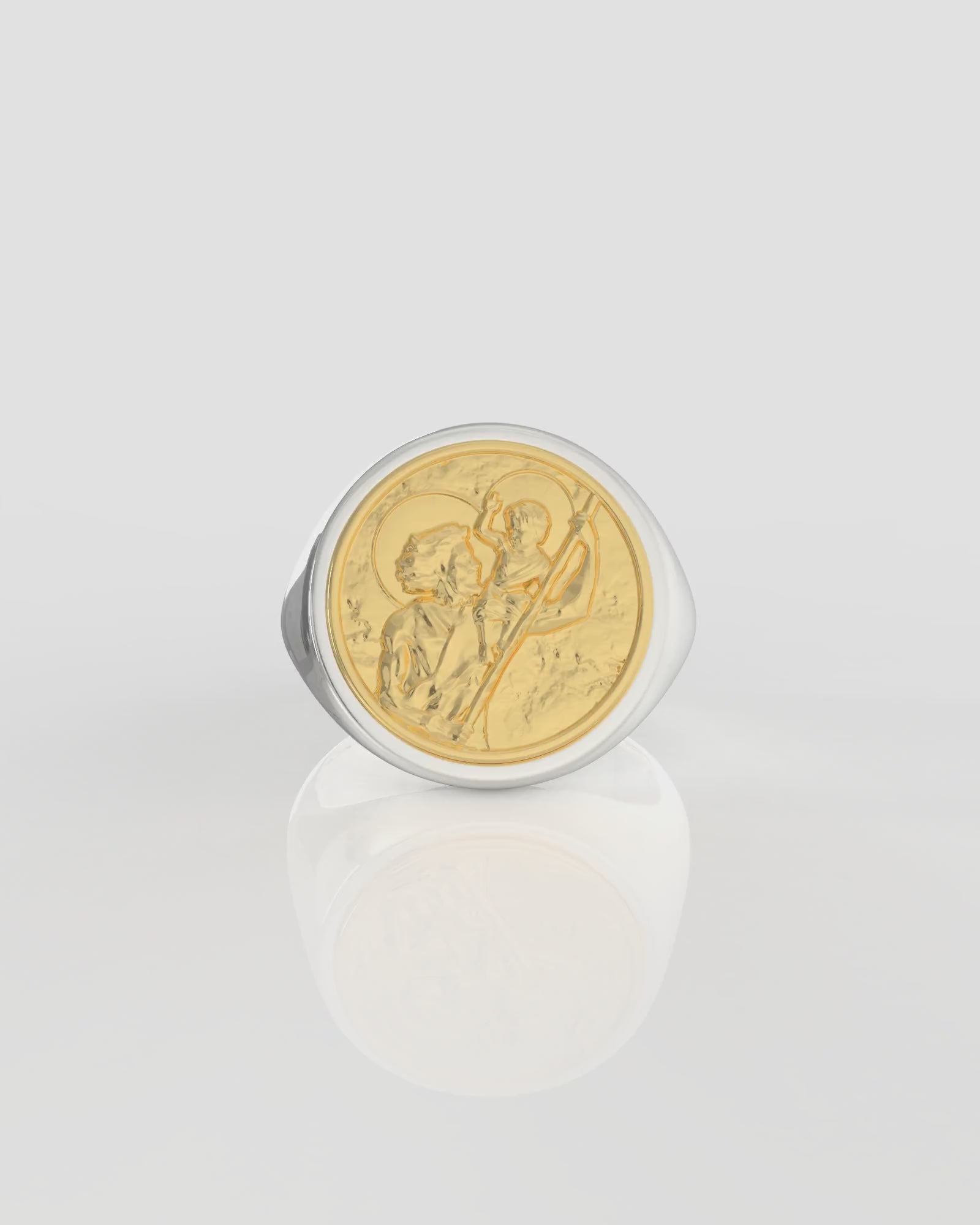 Saint Christopher Signet Ring | Silver/Yellow Gold - Wilson Grant