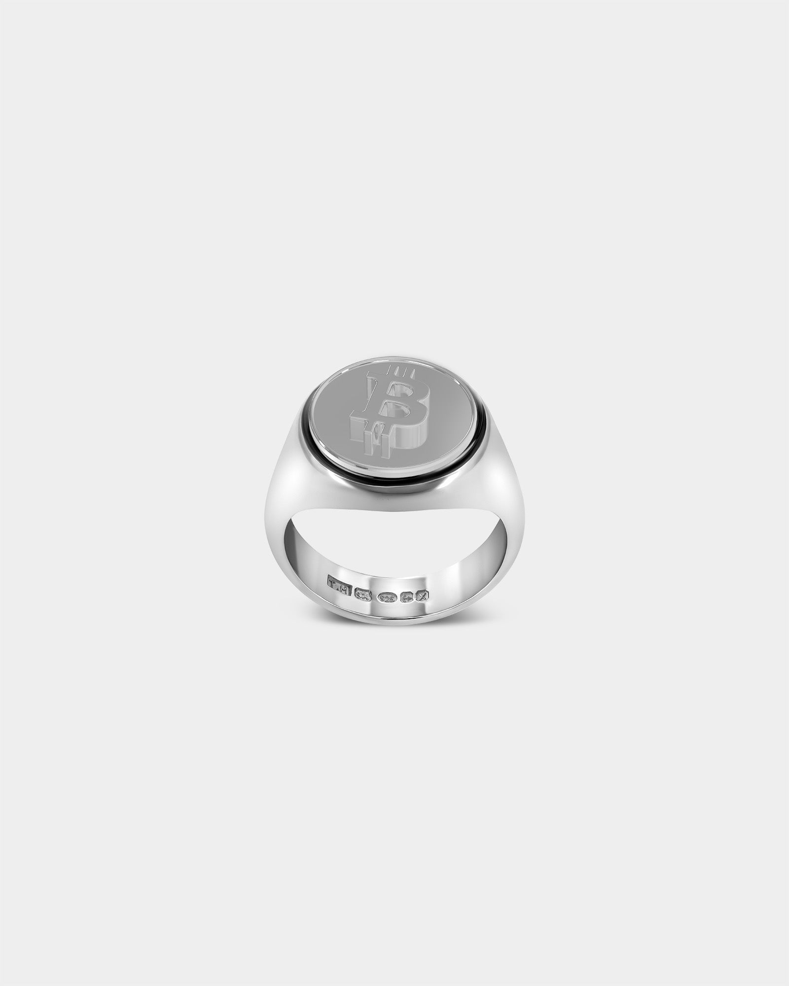 Large Bitcoin Crypto Ring in Sterling Silver by Wilson Grant