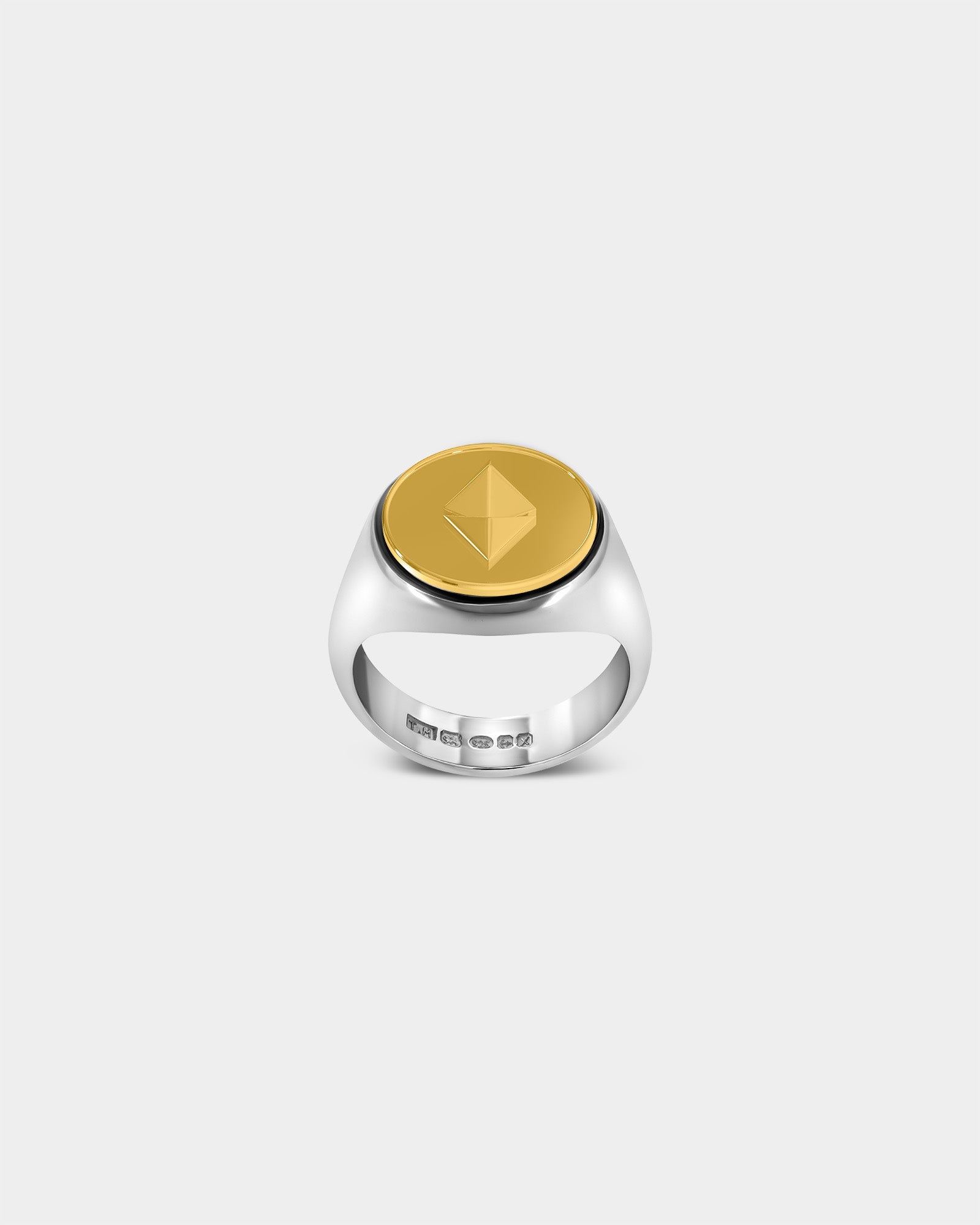 Large Ethereum Crypto Ring in Sterling Silver / 9k Yellow Gold by Wilson Grant