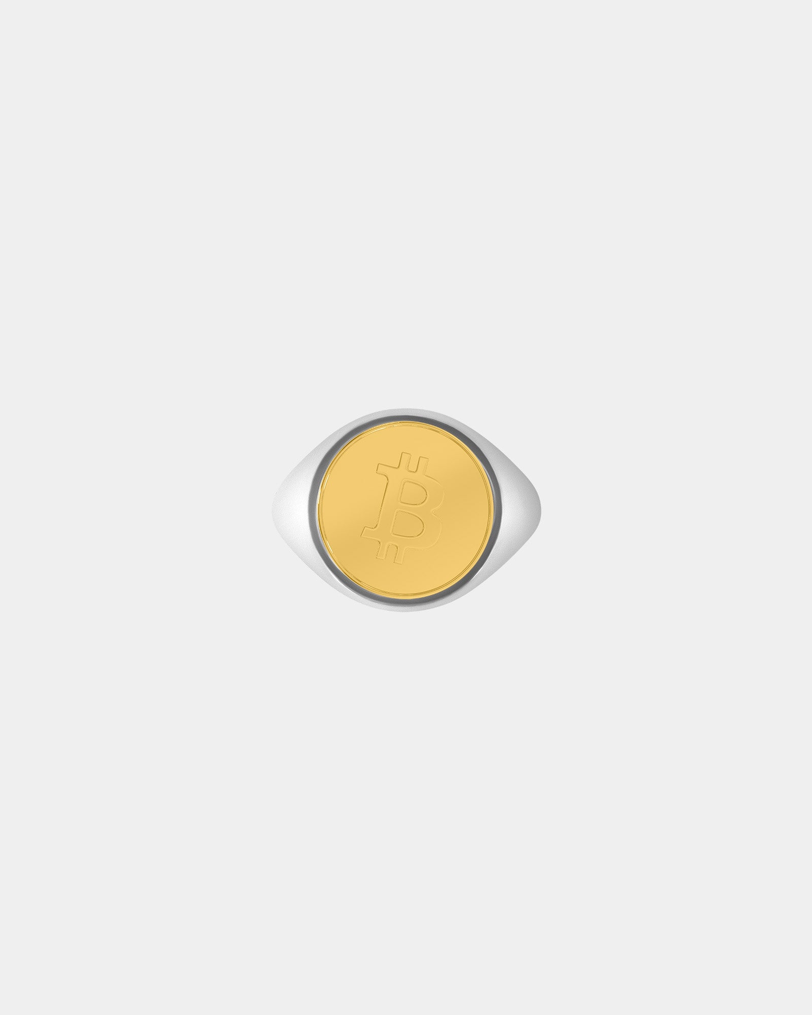 Large Bitcoin Crypto Ring in Sterling Silver / 9k Yellow Gold by Wilson Grant
