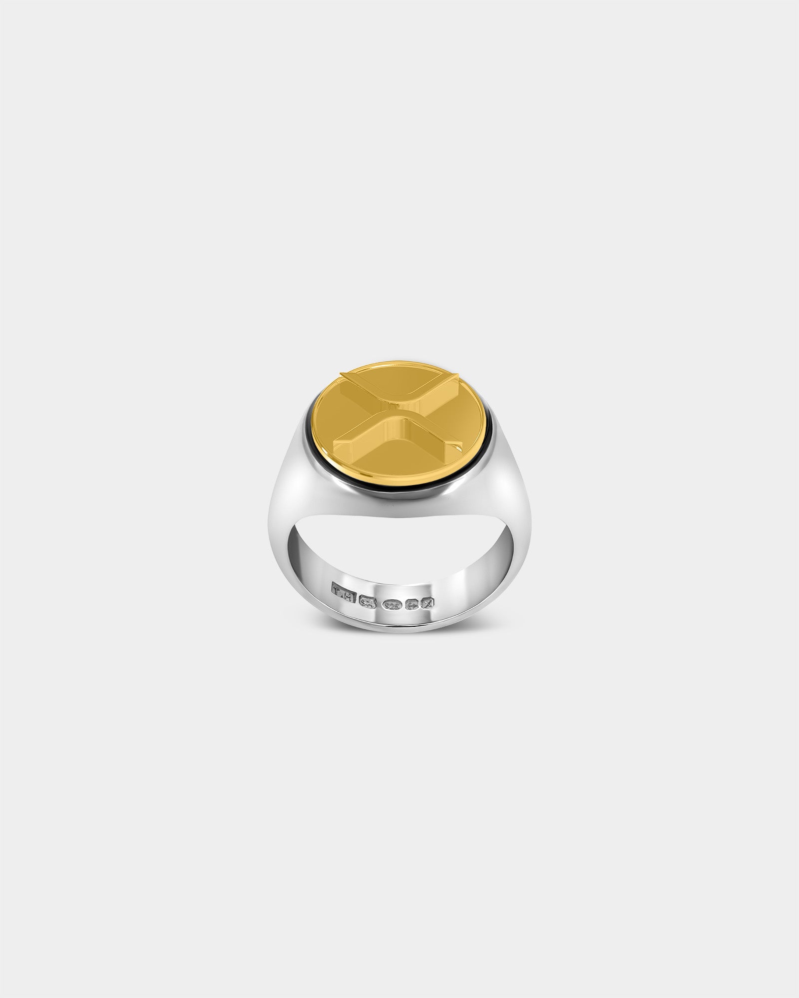 Large Ripple XRP Crypto Ring in Sterling Silver / 9k Yellow Gold by Wilson Grant
