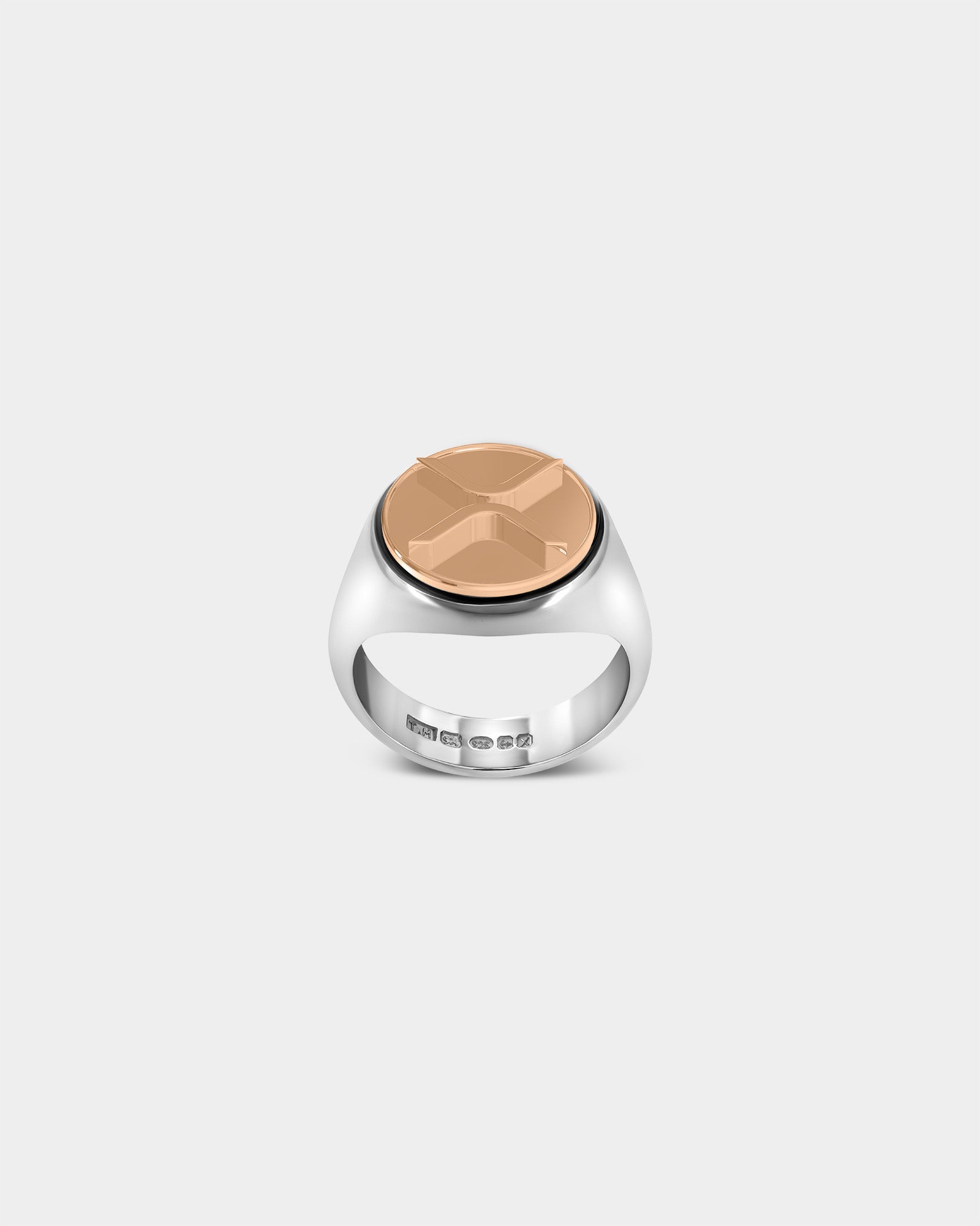 Large Ripple XRP Crypto Ring in Sterling Silver / 9k Rose Gold by Wilson Grant