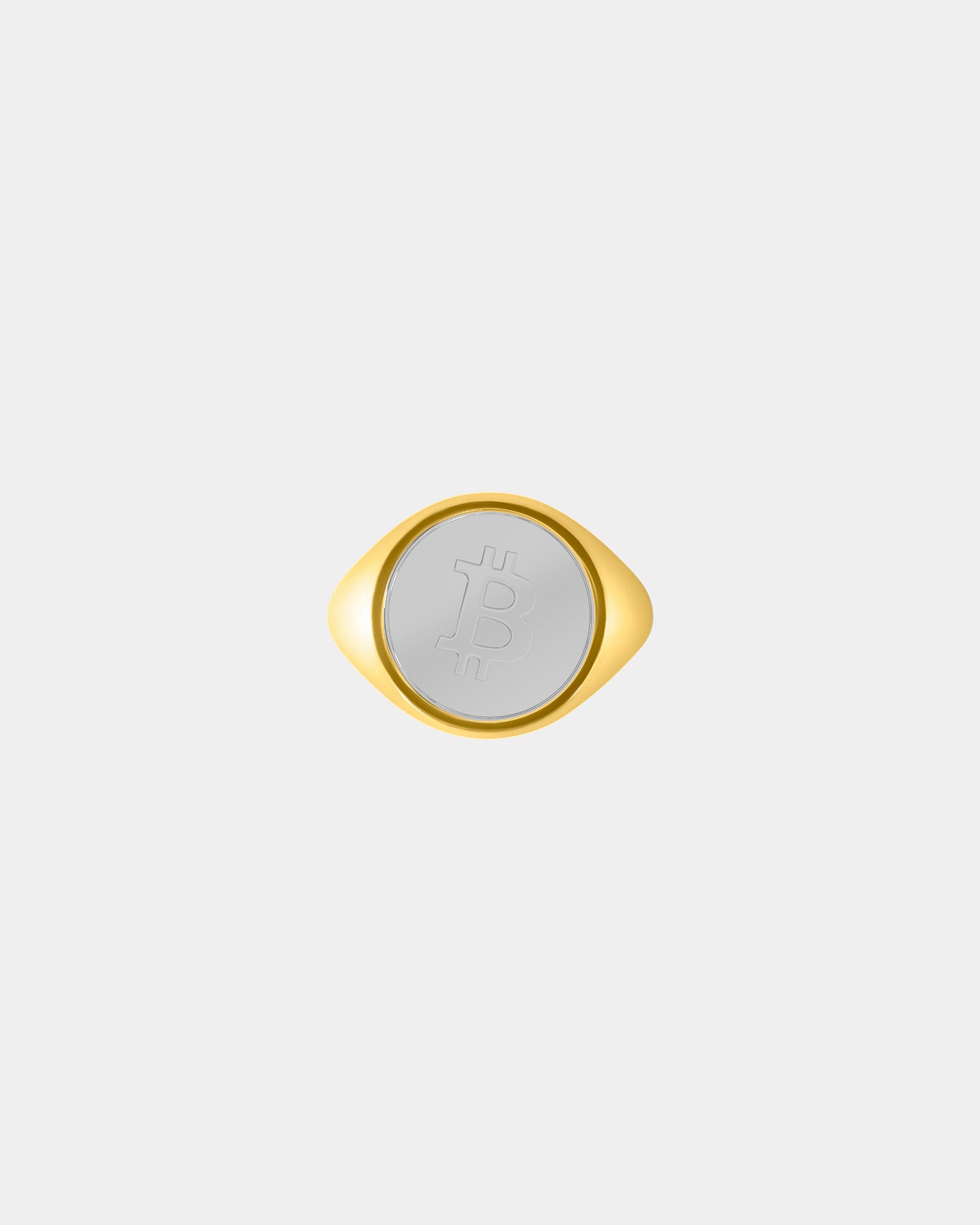 Large Bitcoin Crypto Ring in 9k Yellow Gold / Sterling Silver by Wilson Grant