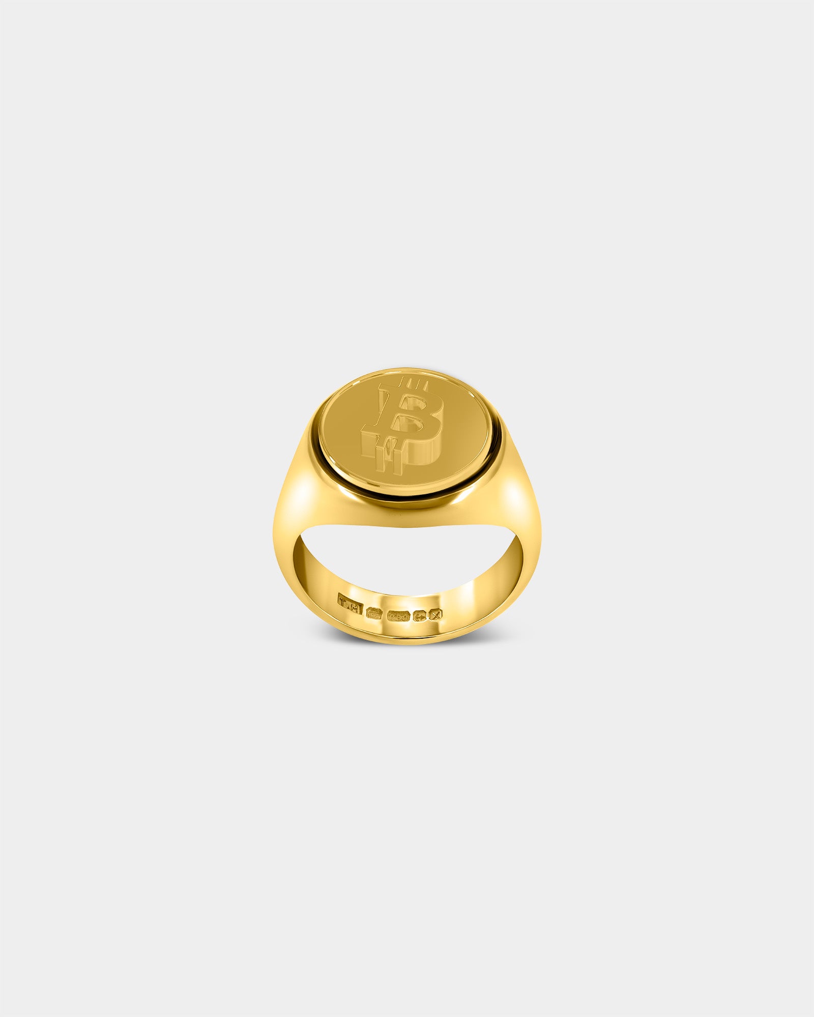 Large Bitcoin Crypto Ring in 9k Yellow Gold by Wilson Grant