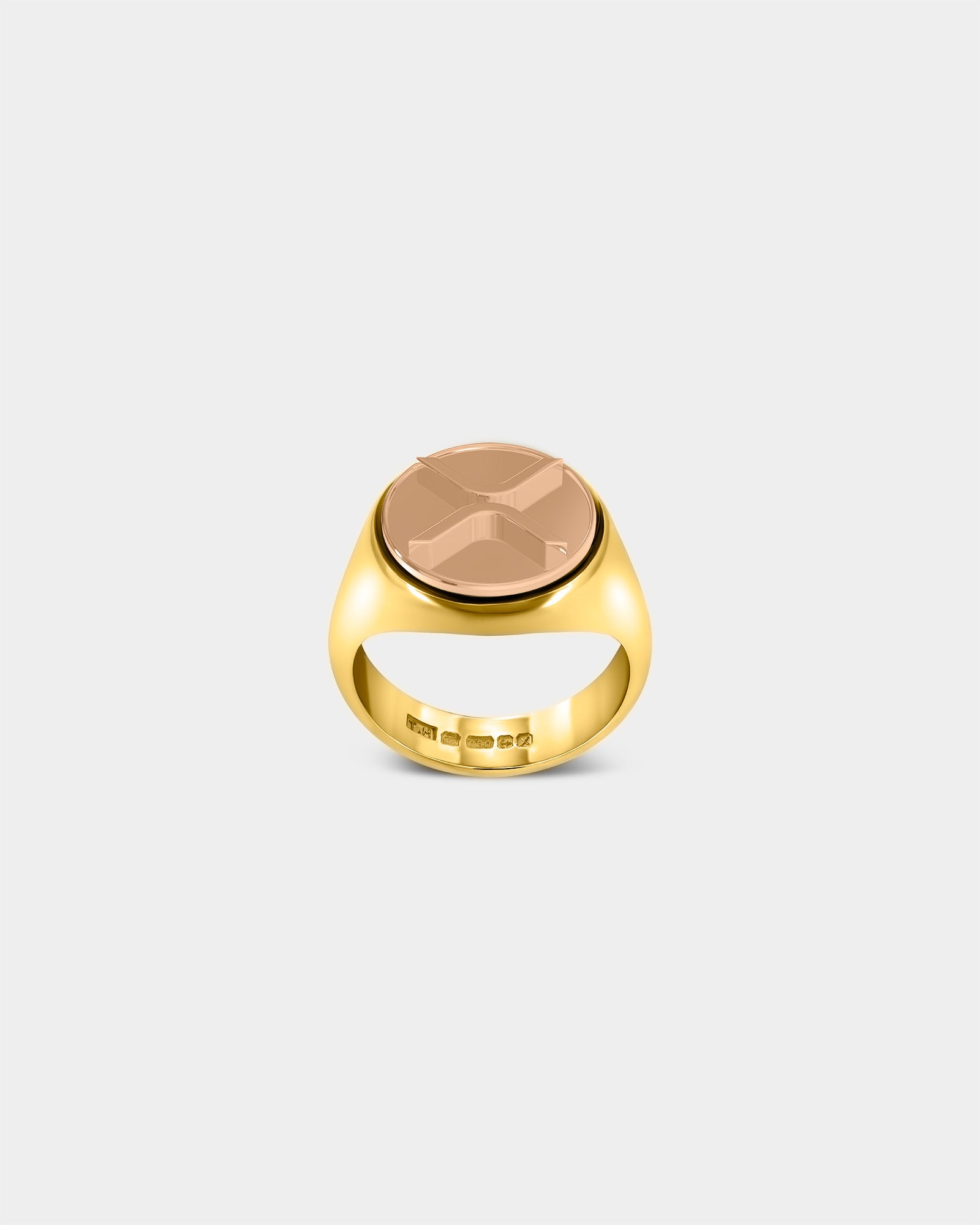 Large Ripple XRP Crypto Ring in 9k Yellow Gold / 9k Rose Gold by Wilson Grant