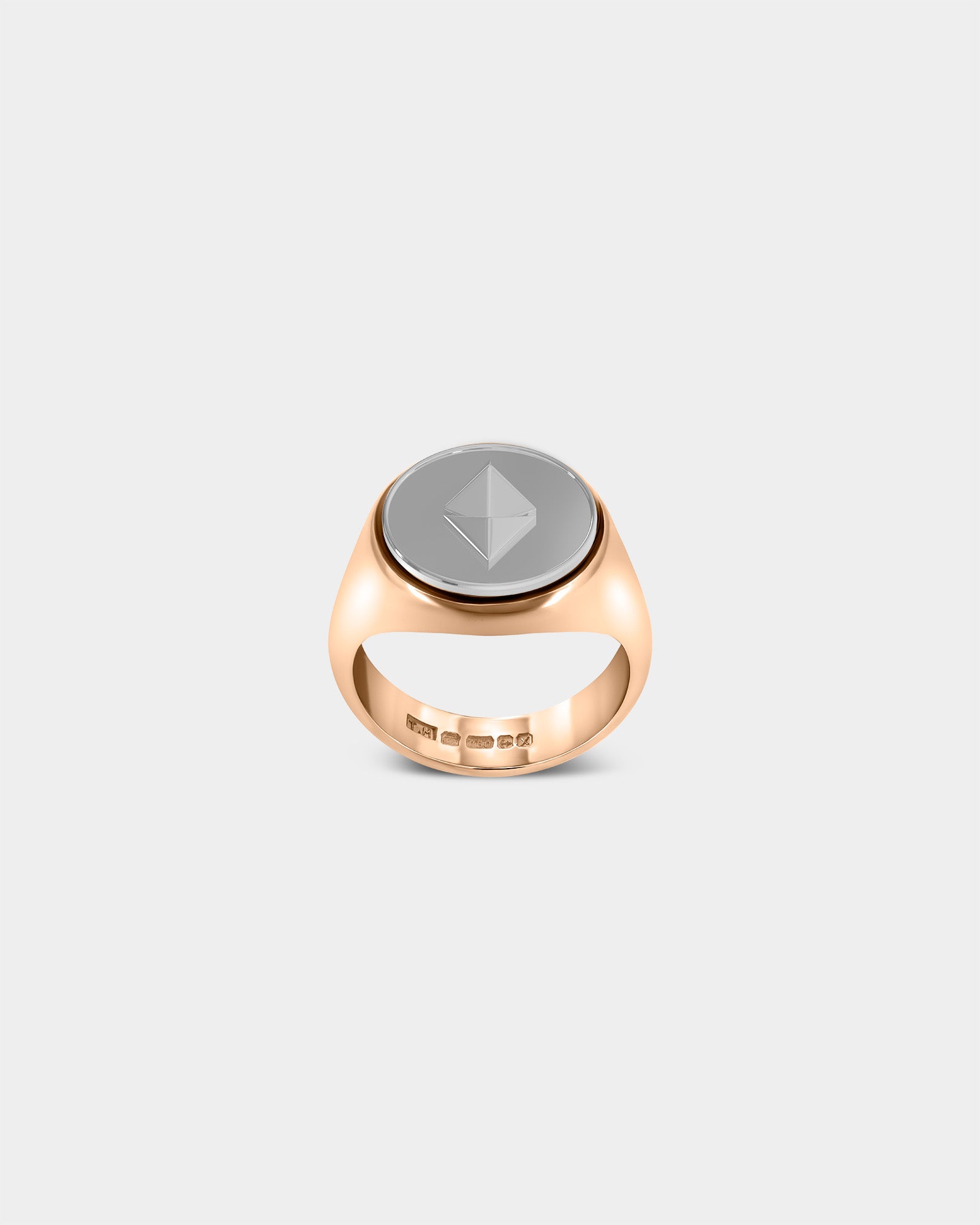 Large Ethereum Crypto Ring in 9k Rose Gold / Sterling Silver by Wilson Grant