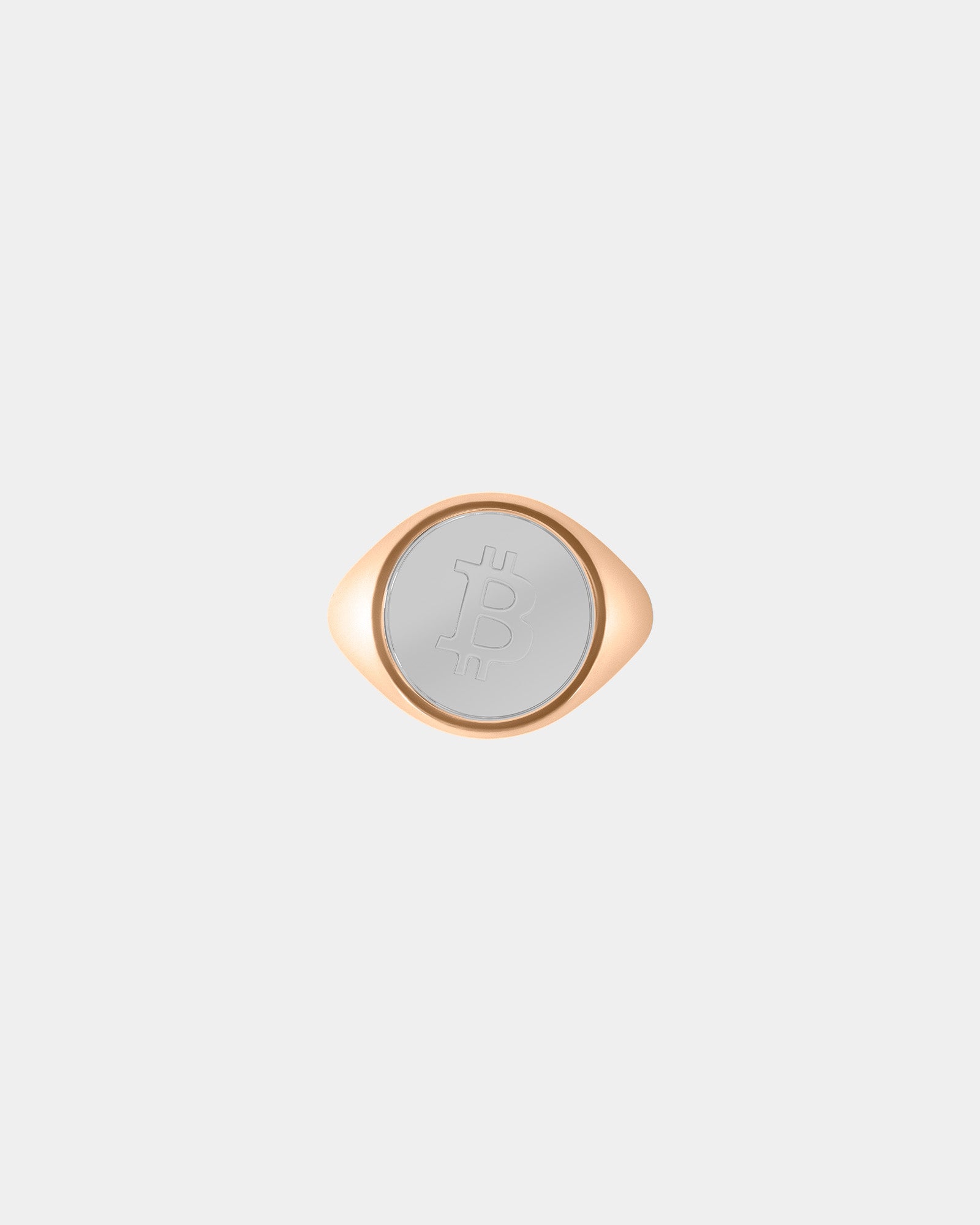 Large Bitcoin Crypto Ring in 9k Rose Gold / Sterling Silver by Wilson Grant