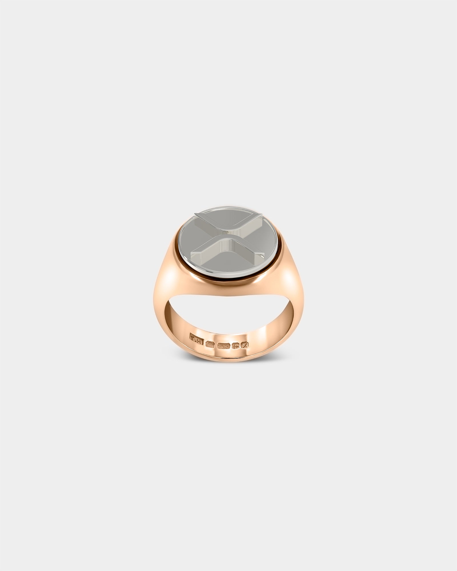 Large Ripple XRP Crypto Ring in 9k Rose Gold / Sterling Silver by Wilson Grant
