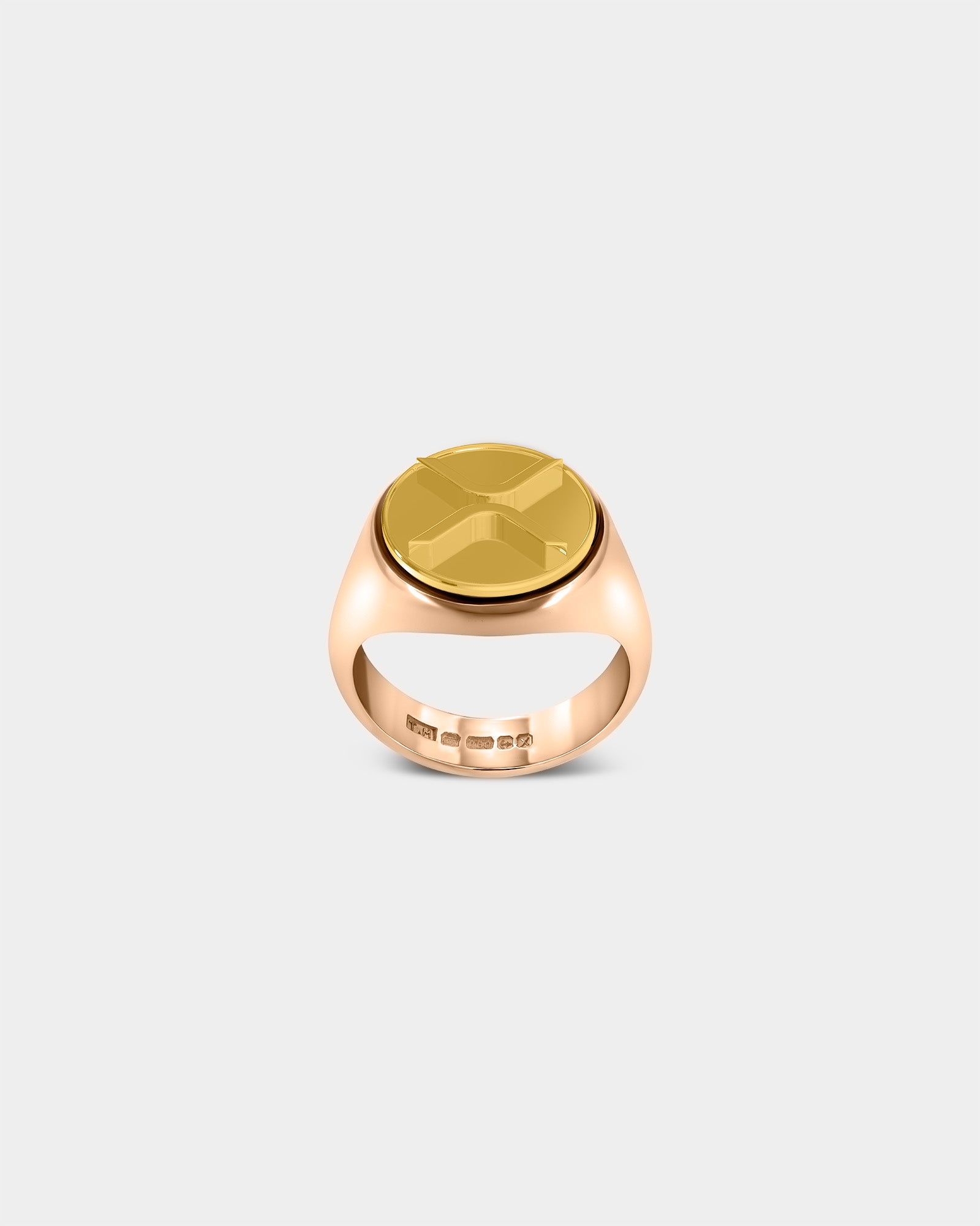 Large Ripple XRP Crypto Ring in 9k Rose Gold / 9k Yellow Gold by Wilson Grant