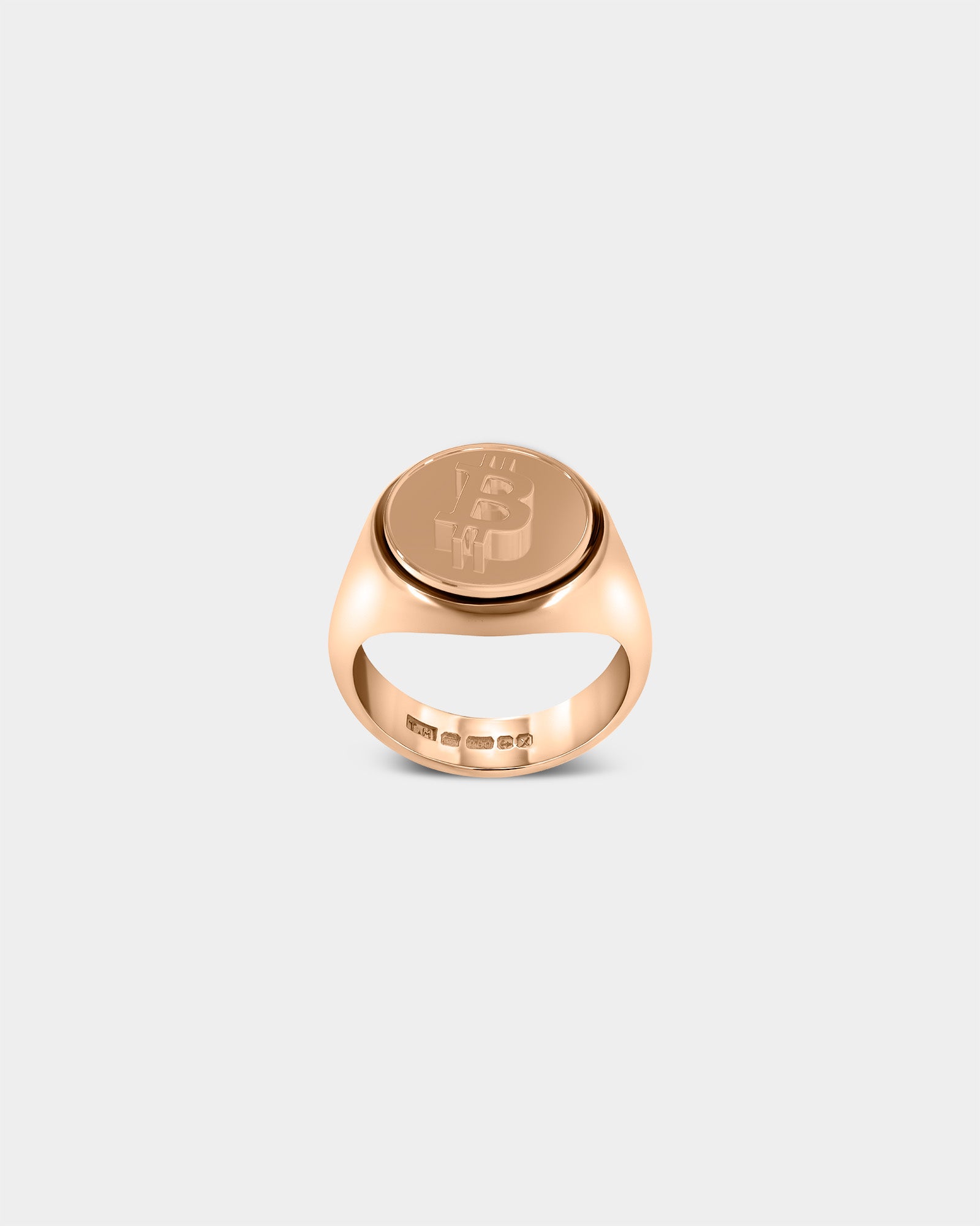 Large Bitcoin Crypto Ring in 9k Rose Gold by Wilson Grant